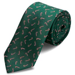 Green Christmas Candy Cane Tie