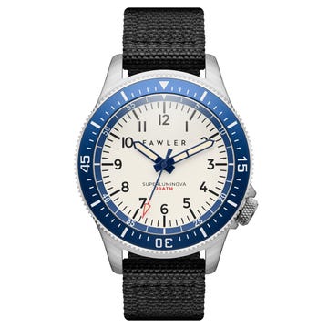 Luscent | Сребристо-син часовник за гмуркане със светещ циферблат