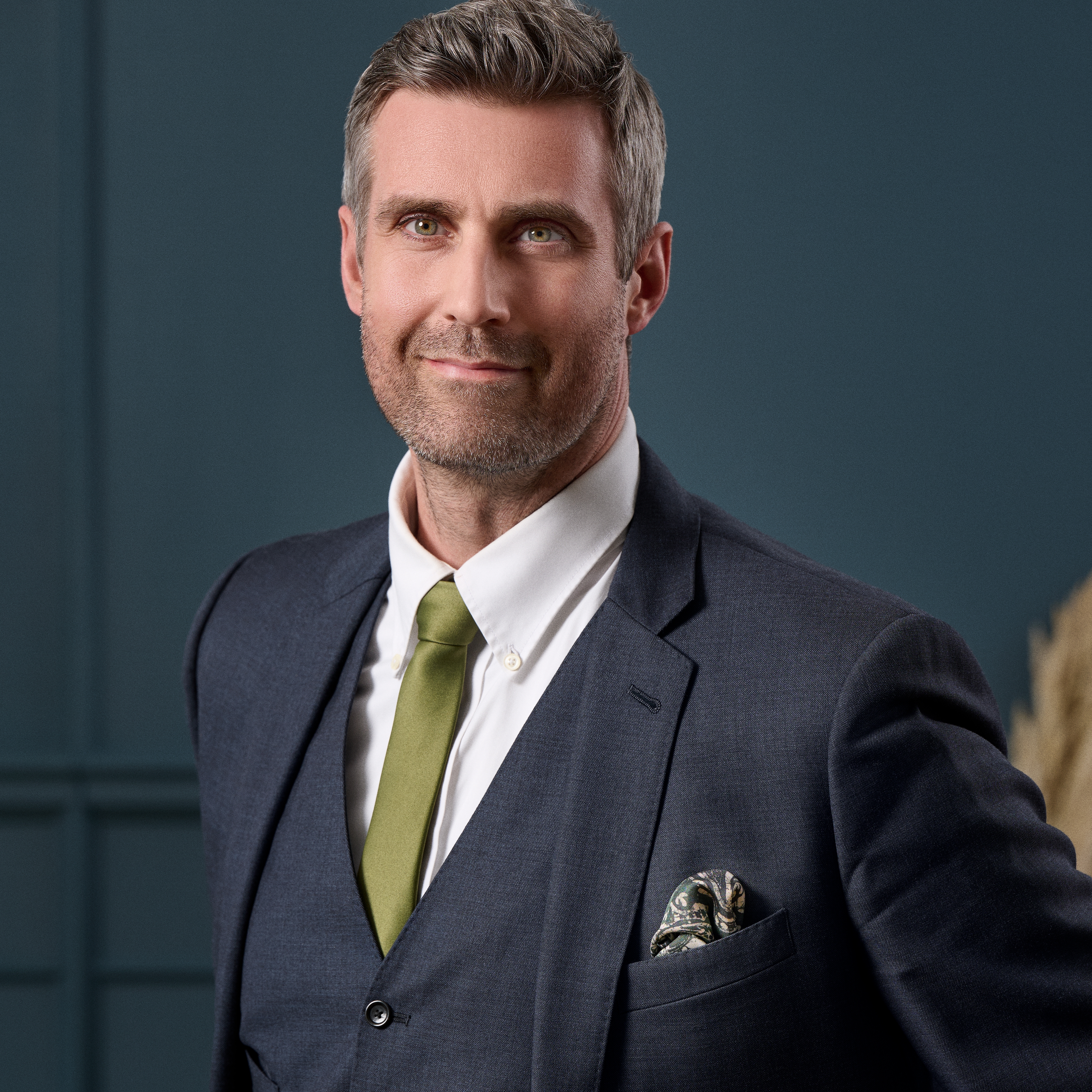 Virtuo | Σκούρο Πράσινo Μεταξωτό Paisley Τετράγωνο Μαντήλι Τσέπης - 4