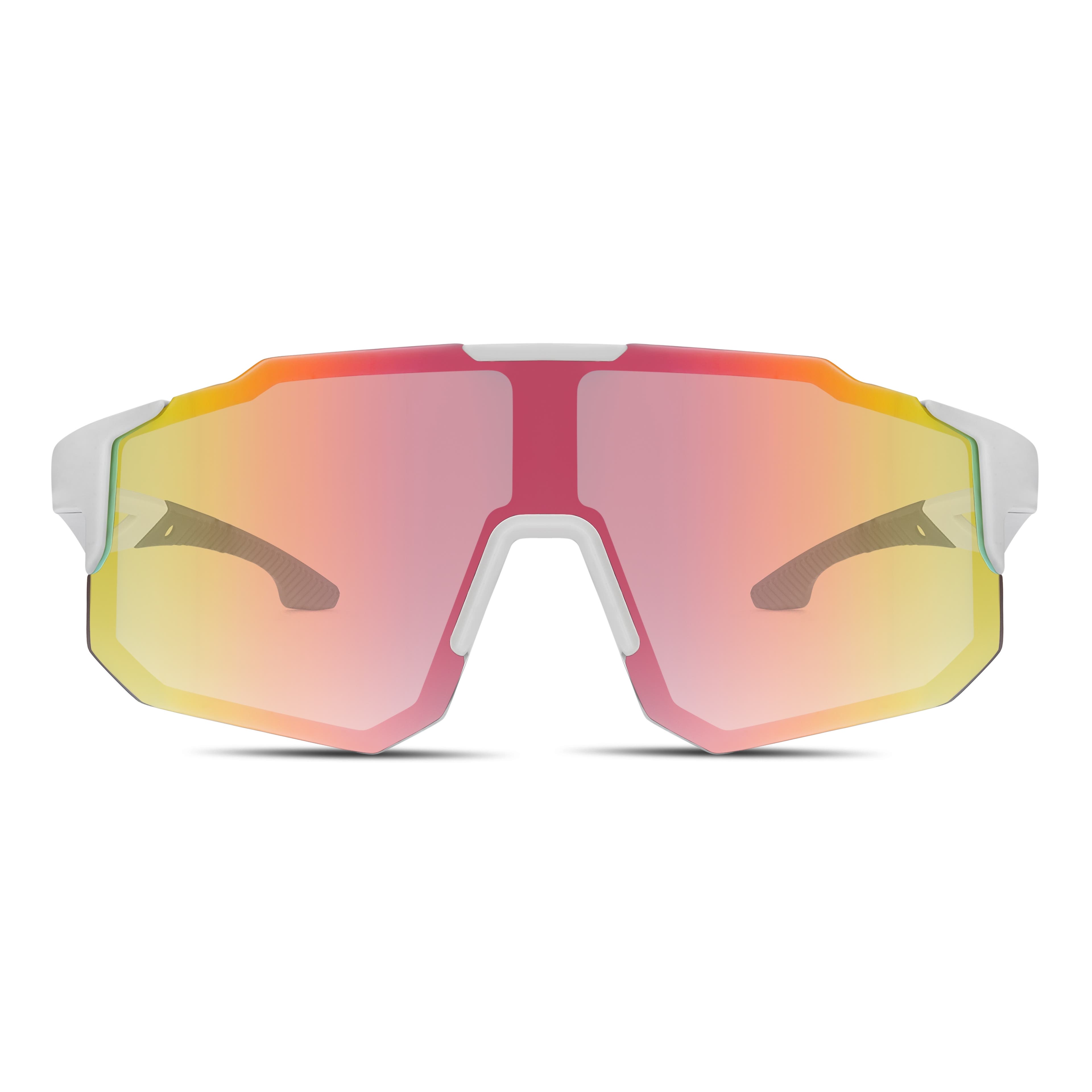 Czerwono-białe sportowe okulary przeciwsłoneczne wraparound