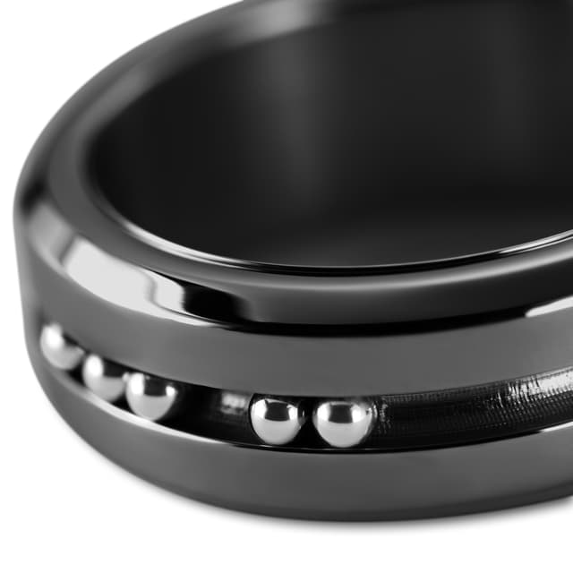 Tigris | 8 mm Black Moving Ring with Silver-tone Beads | In stock ...