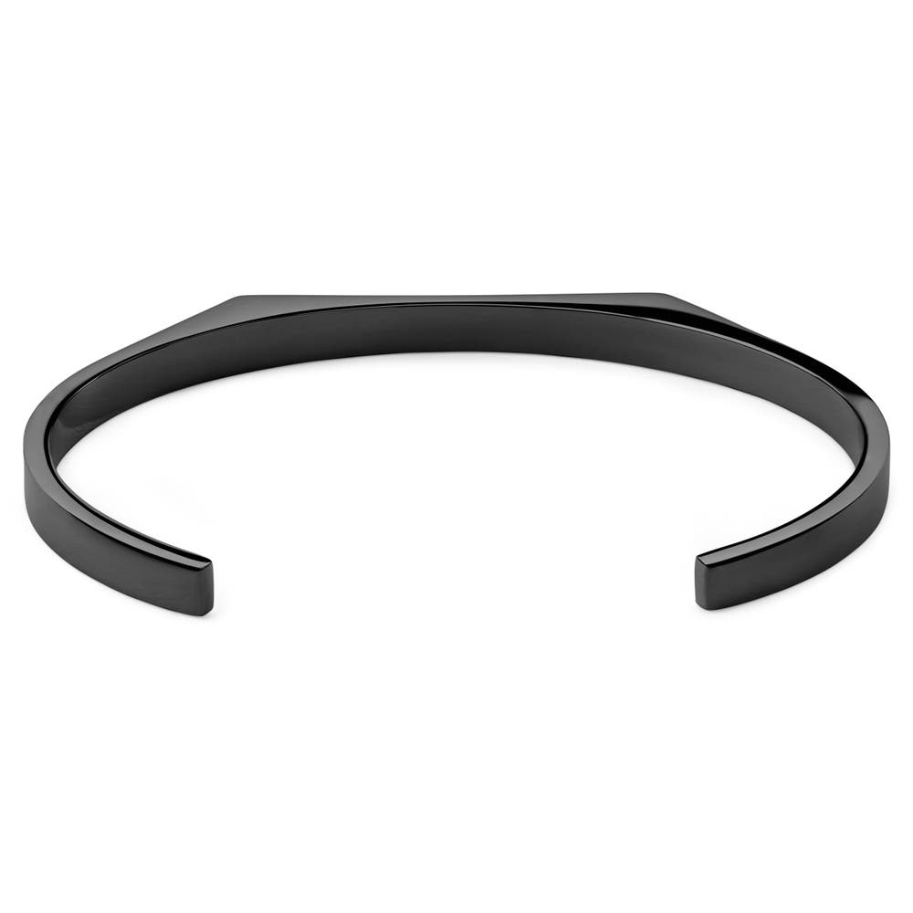 hover: 5 mm Matte Black Adjustable Stainless Steel Angular Cuff Bracelet hover: 5 mm Matte Black Adjustable Stainless Steel Angular Cuff Bracelet