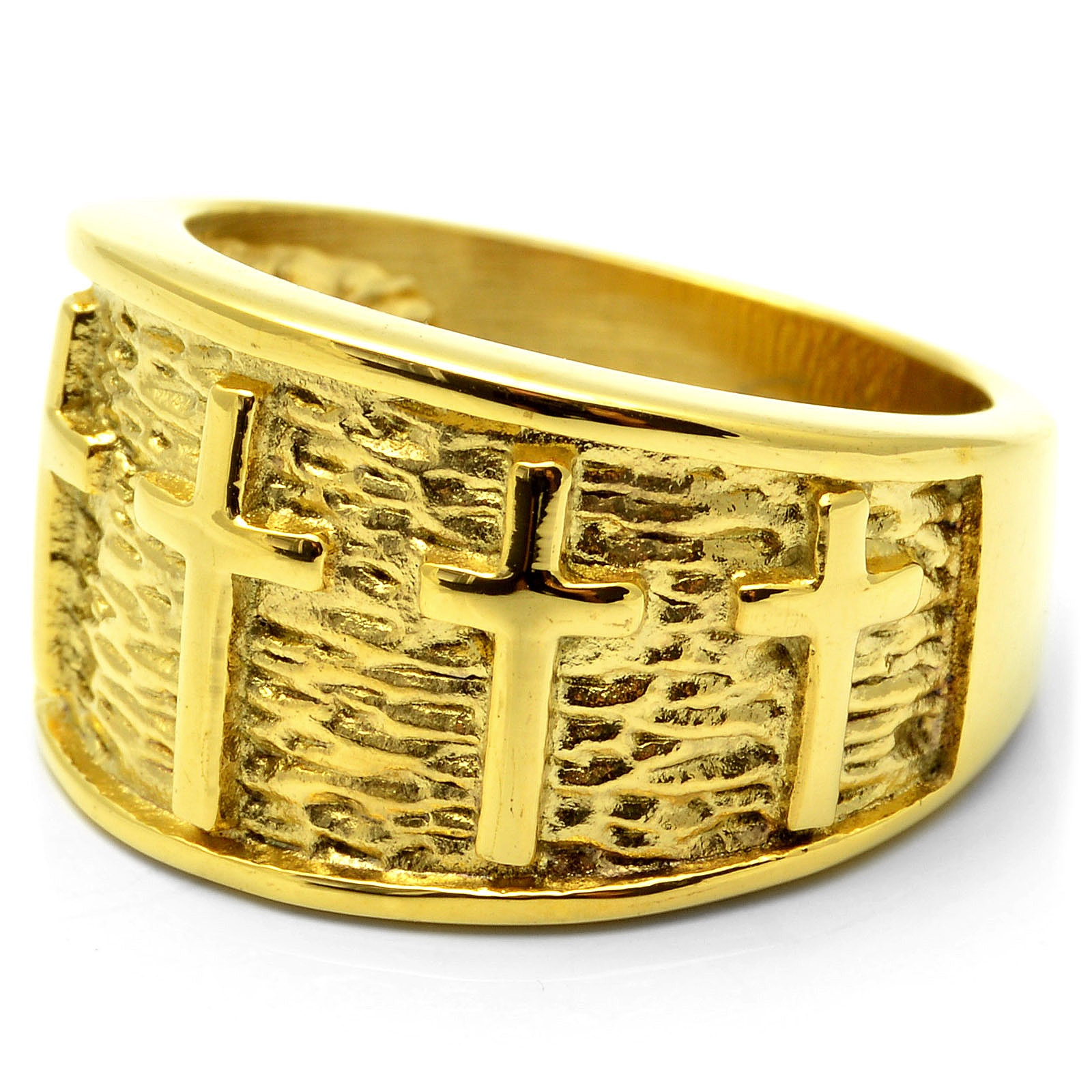 Ατσαλένιο Δαχτυλίδι με Σταυρούς - 1