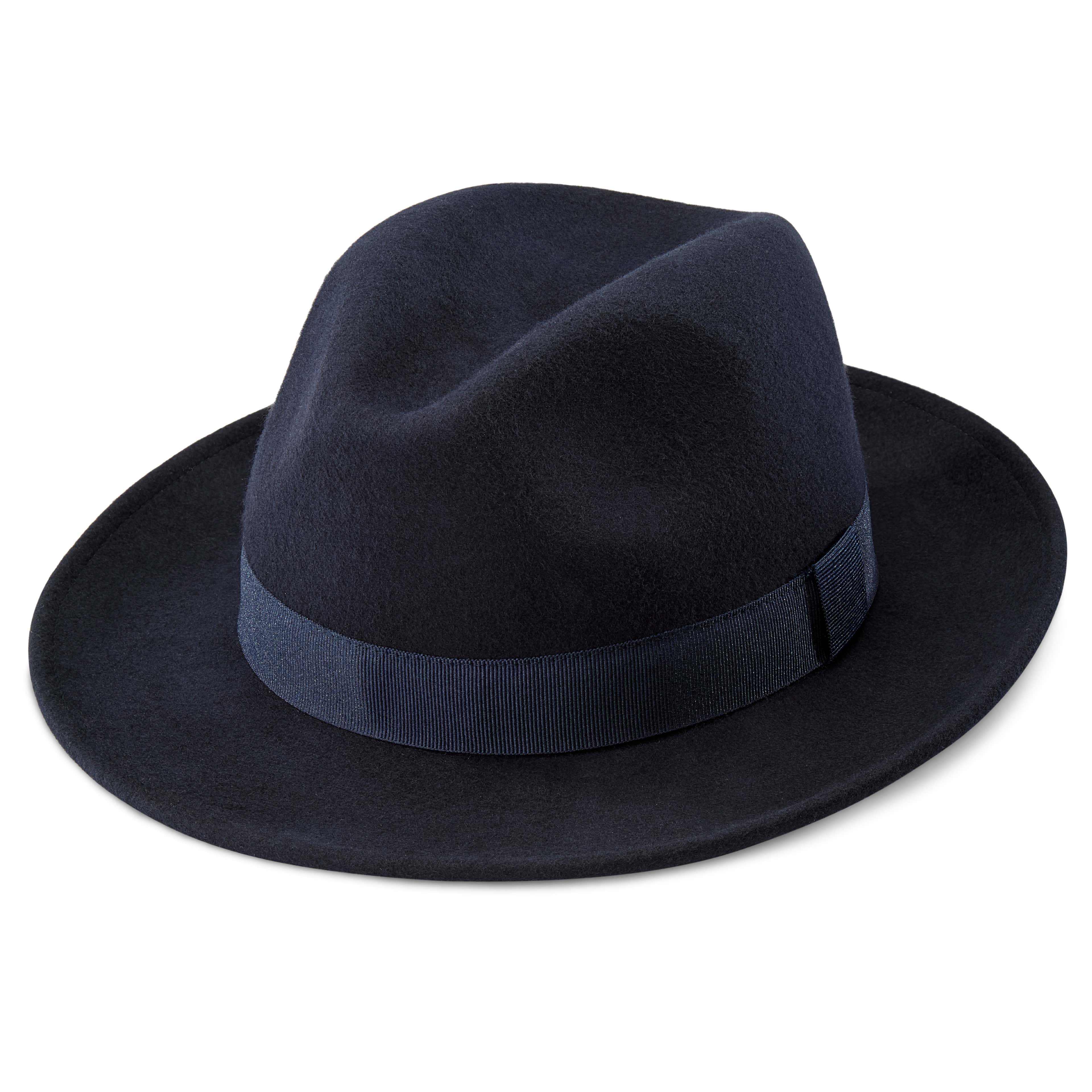 Sombrero fedora de lana azul Fido Alessandria 