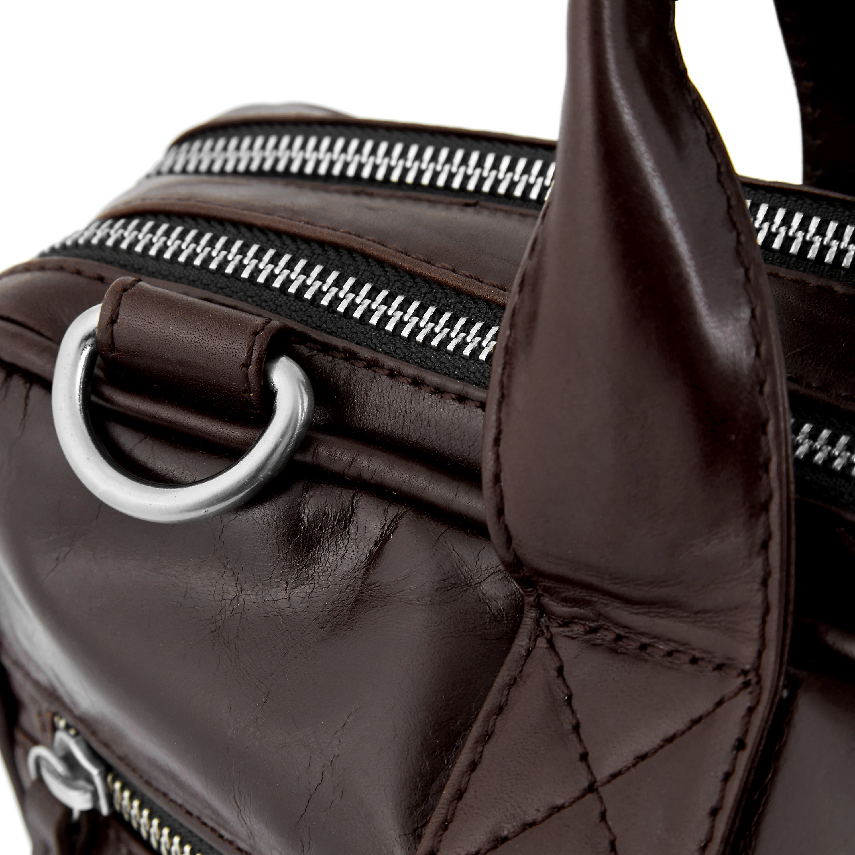 Dunkelbraune Jasper Leder Laptoptasche Mit Doppelreißverschluss - 8