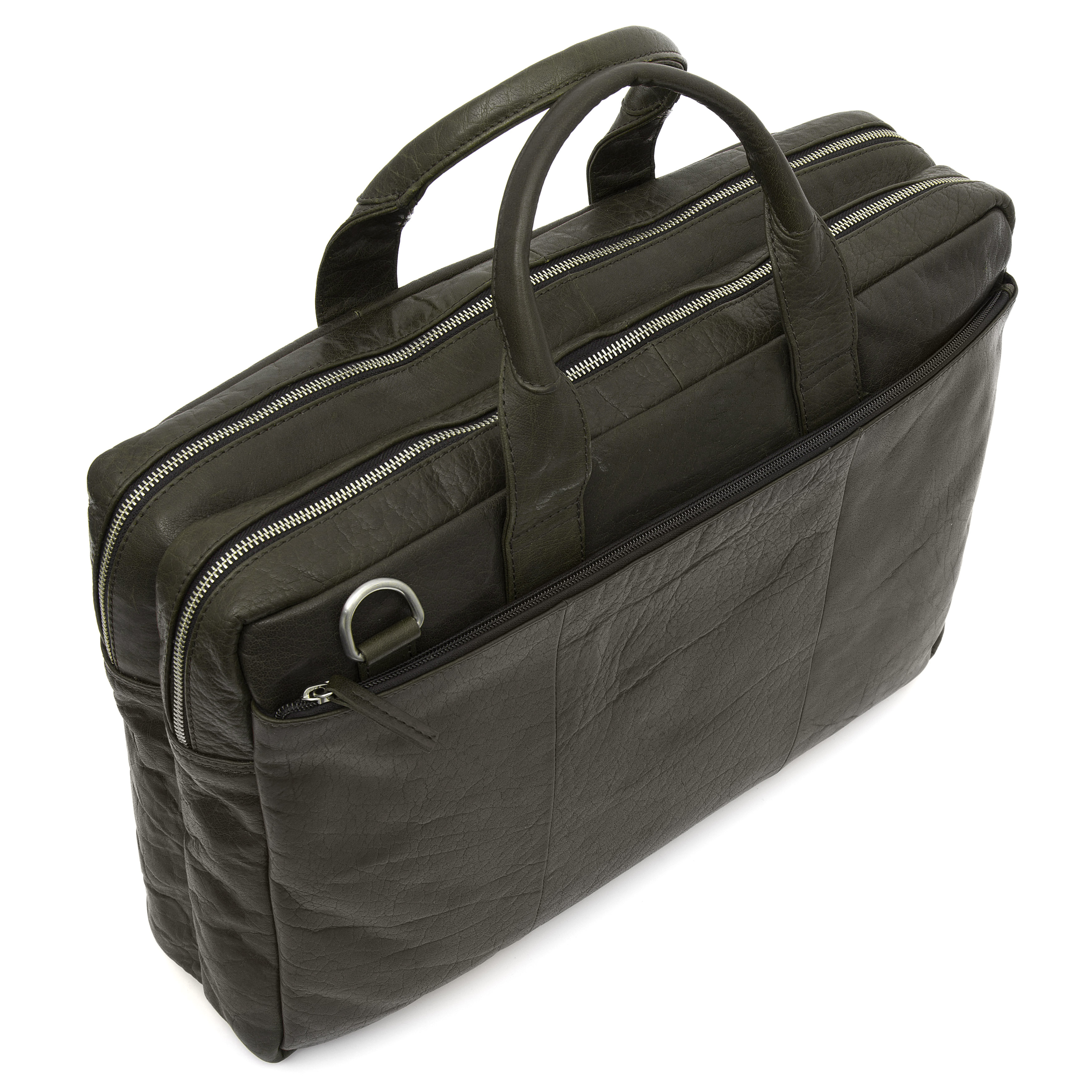Δερμάτινη Τσάντα Laptop Montreal XL Olive - 8