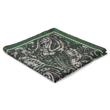 Virtuo | Dark Green Paisley Silk Pocket Square Virtuo | Dark Green Paisley Silk Pocket Square