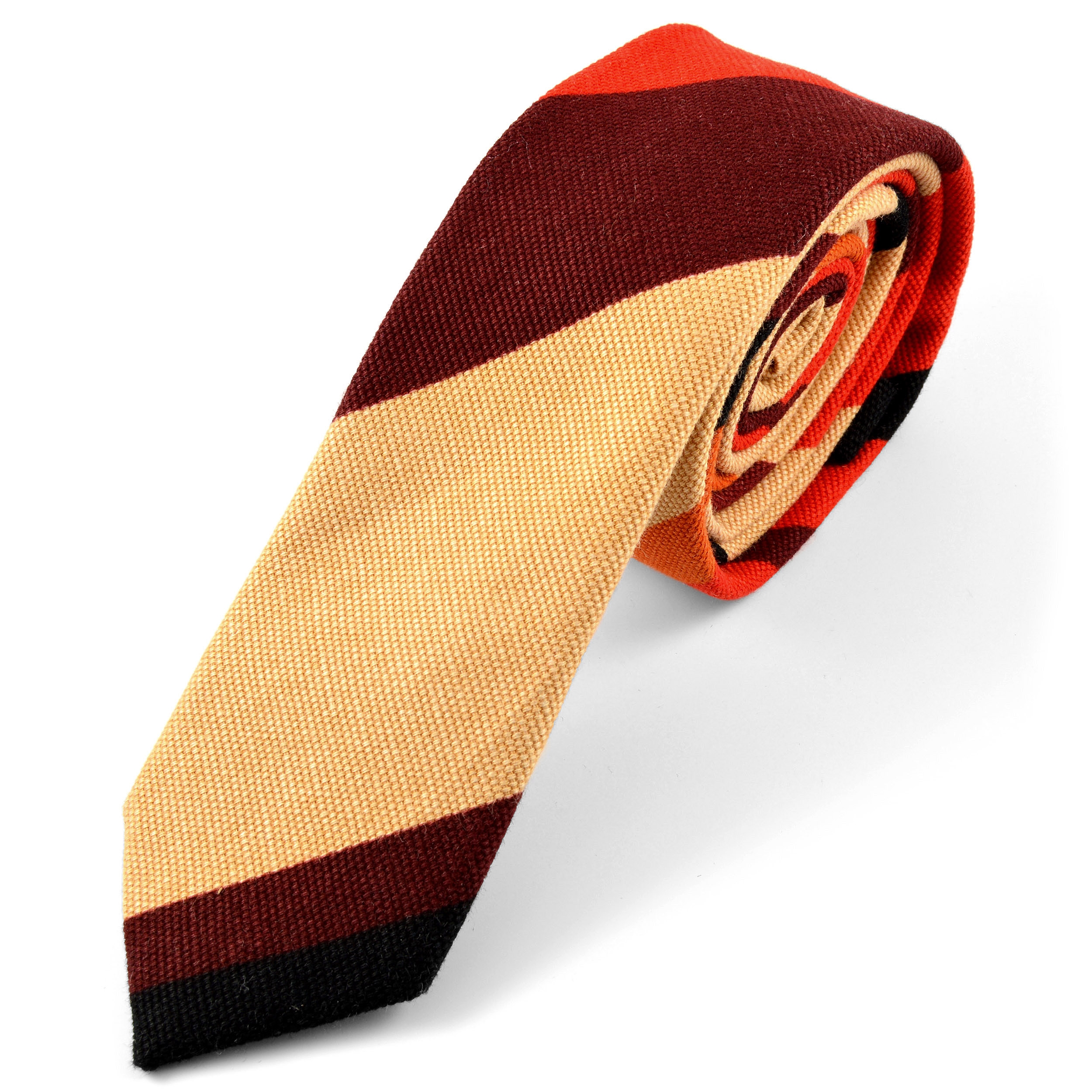 Cravatta di lino a righe marrone - 1