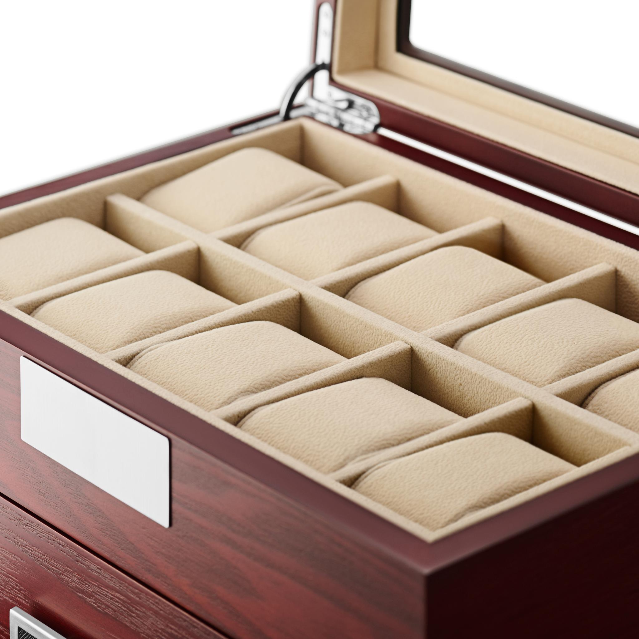 Caja para 30 relojes con chapa de cerezo | ¡En stock! | Trendhim