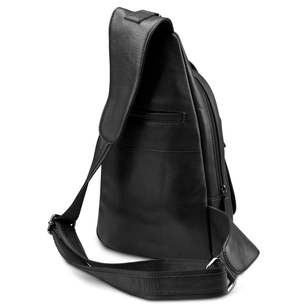 hover: Black Full-Grain Leather Shoulder Bag hover: Black Full-Grain Leather Shoulder Bag