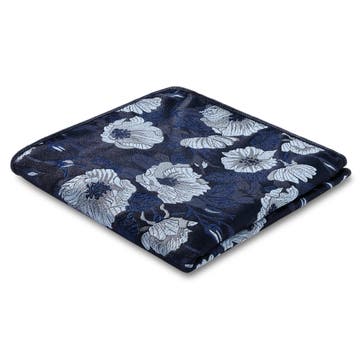 Dianthus | Pañuelo de bolsillo floral de seda azul