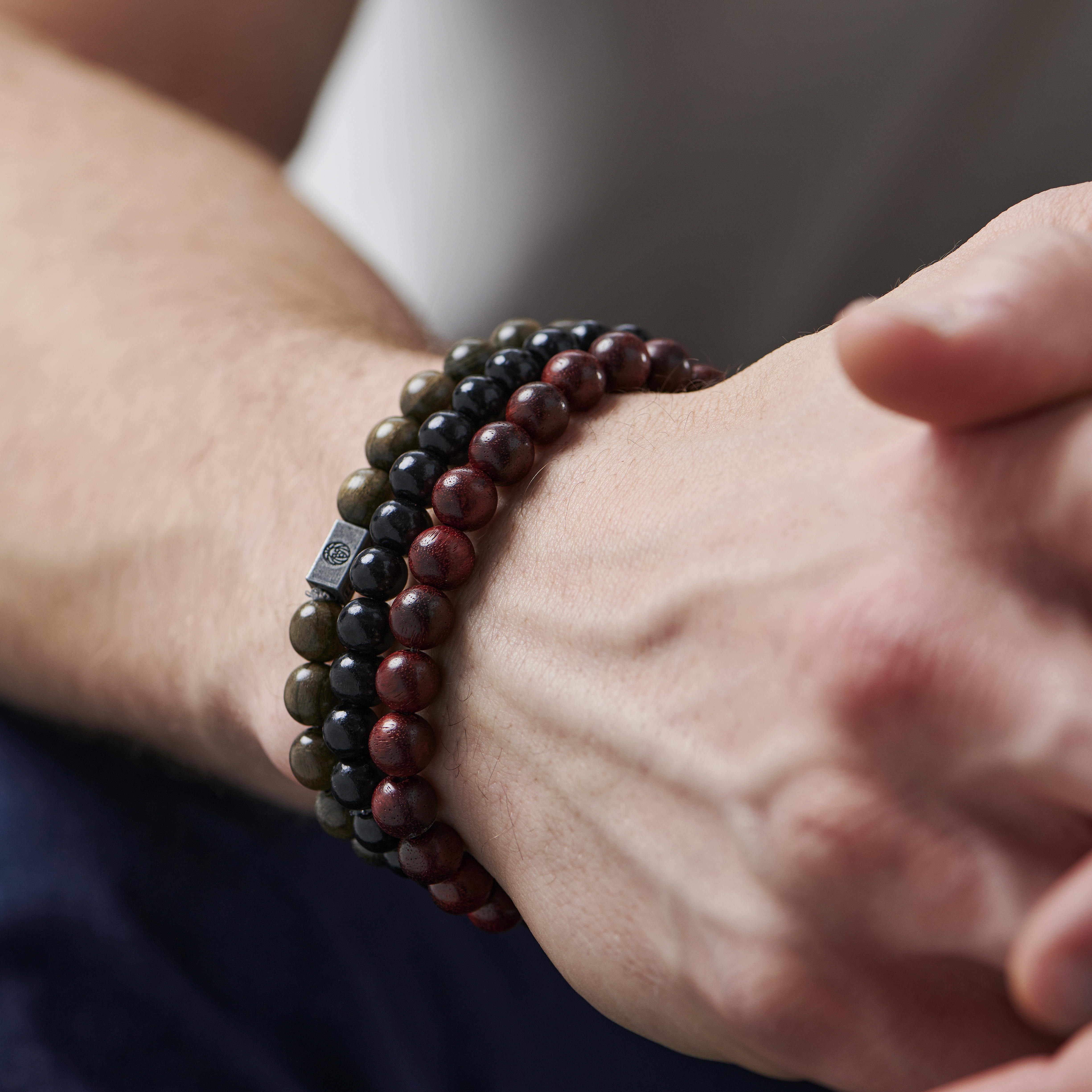 Trío de pulseras de cuentas de madera - 5