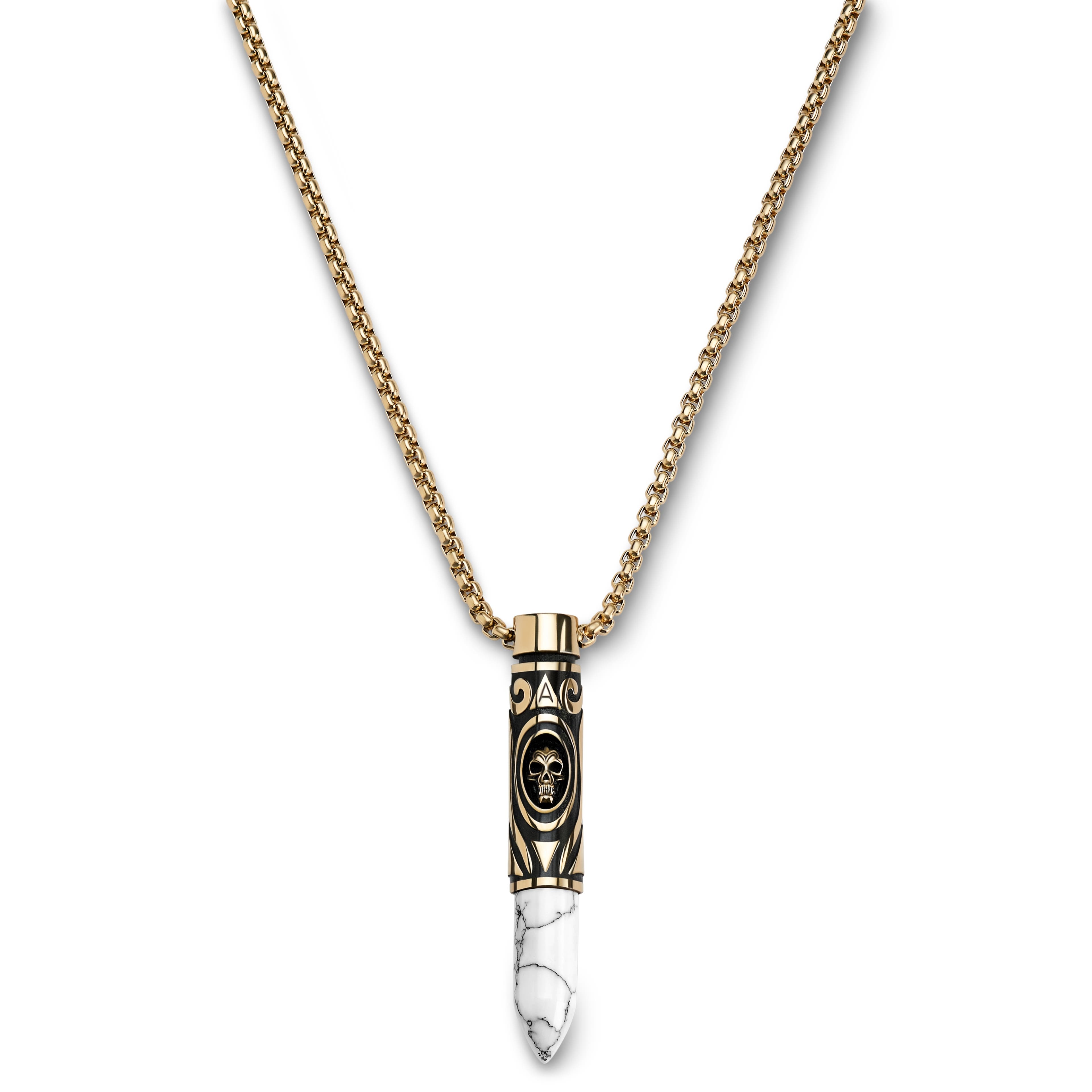 Rico | Gold-tone Stainless Steel & White Howlite Bullet Necklace