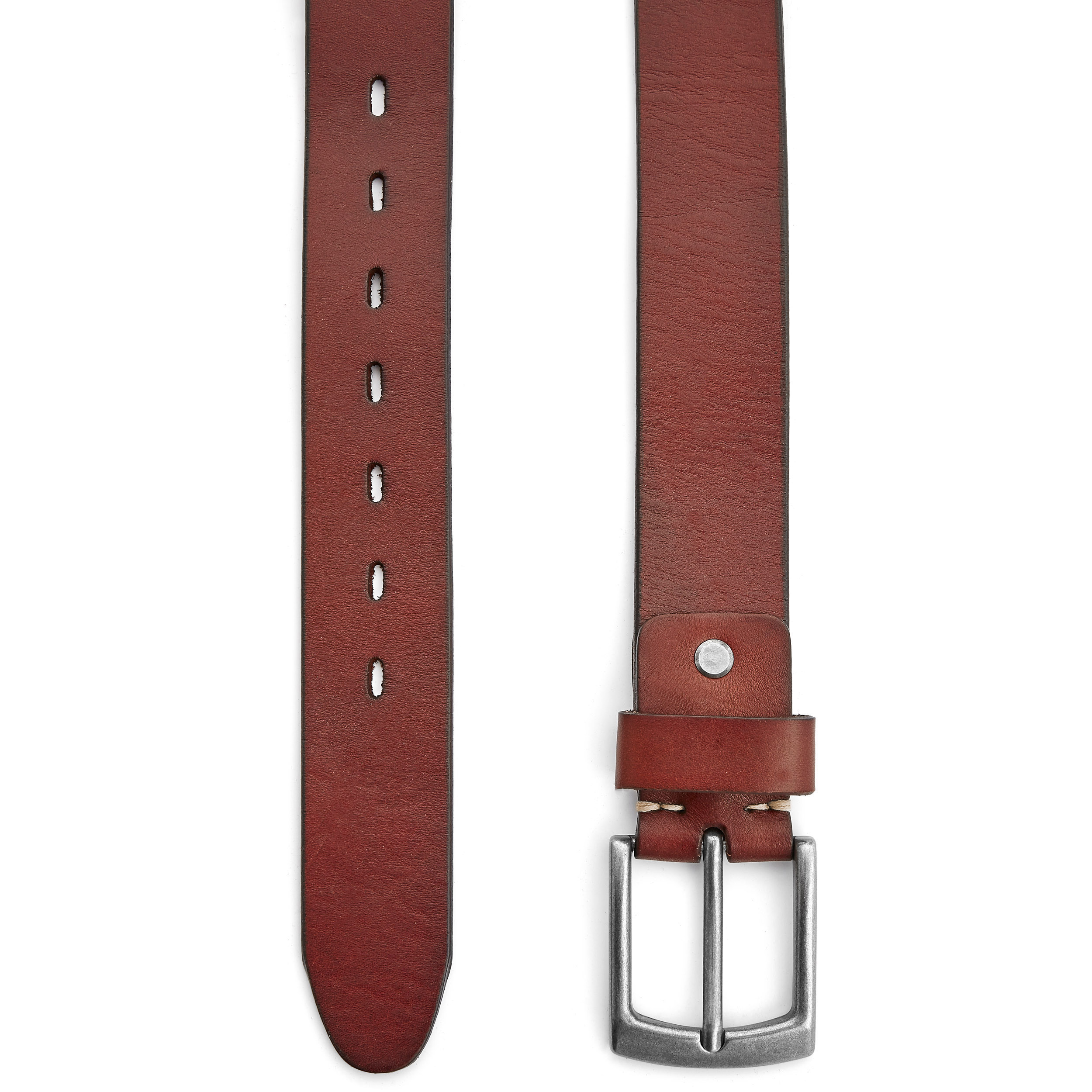 Cinturón de cuero marrón caoba  - 2