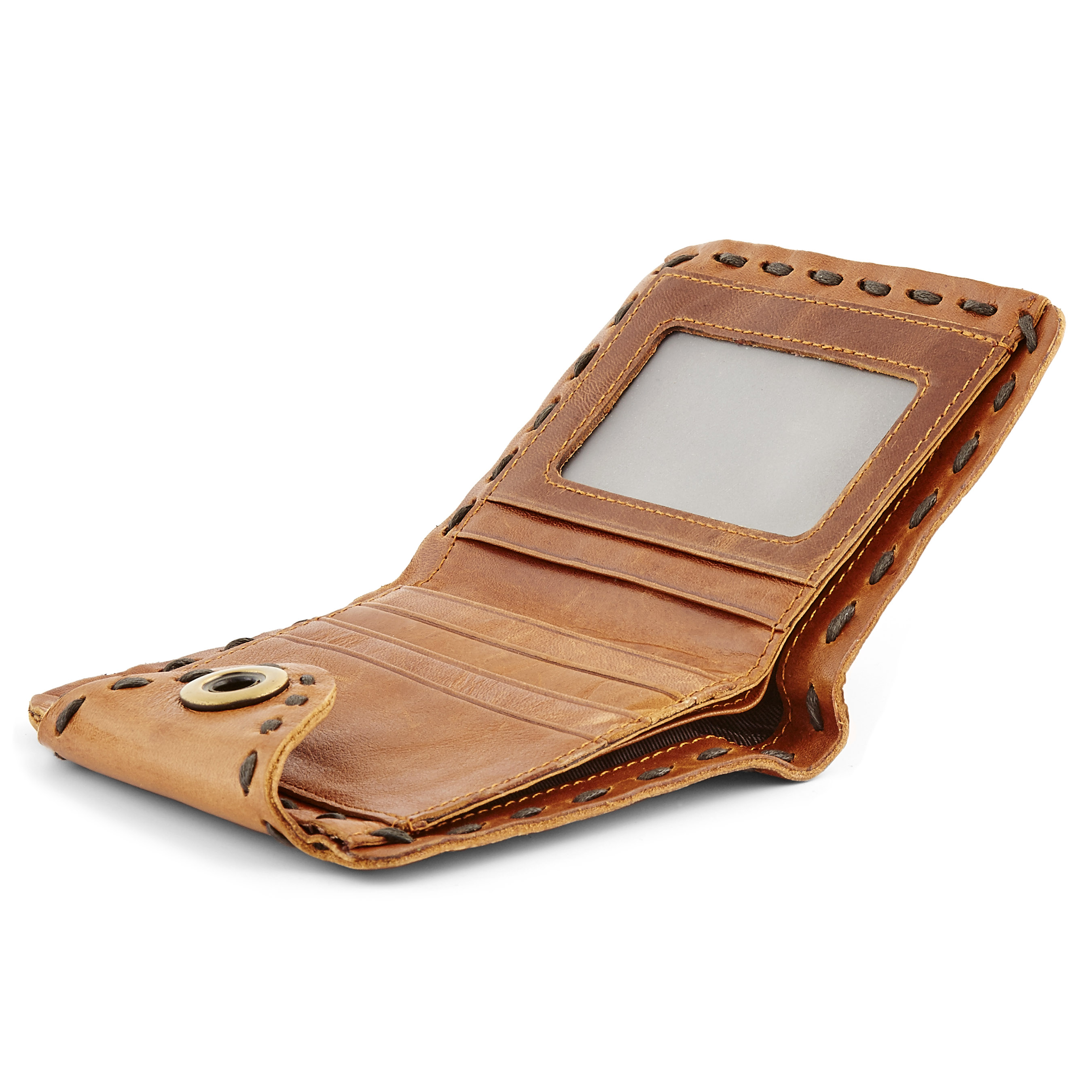 Kompaktowy jasnobrązowy skórzany portfel - 4
