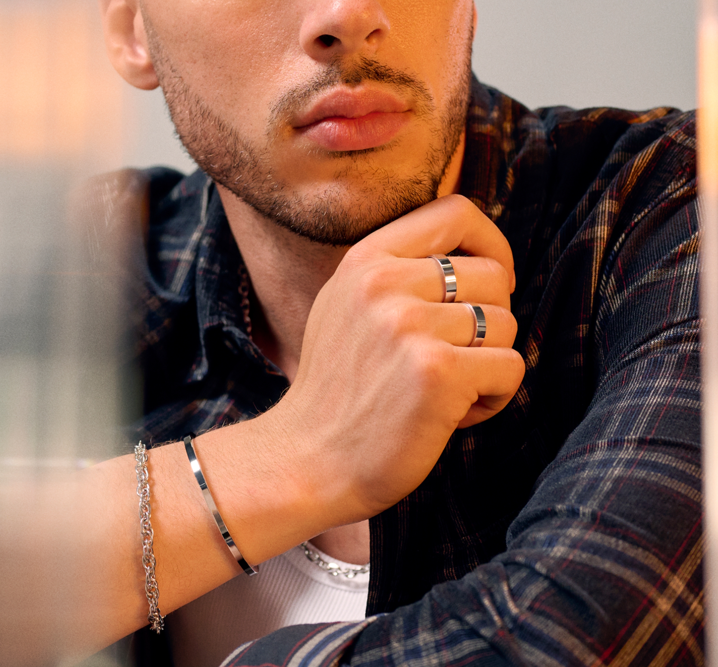 Állítható ezüst tónusú matt rozsdamentes acél gyűrű - 5 mm - 2