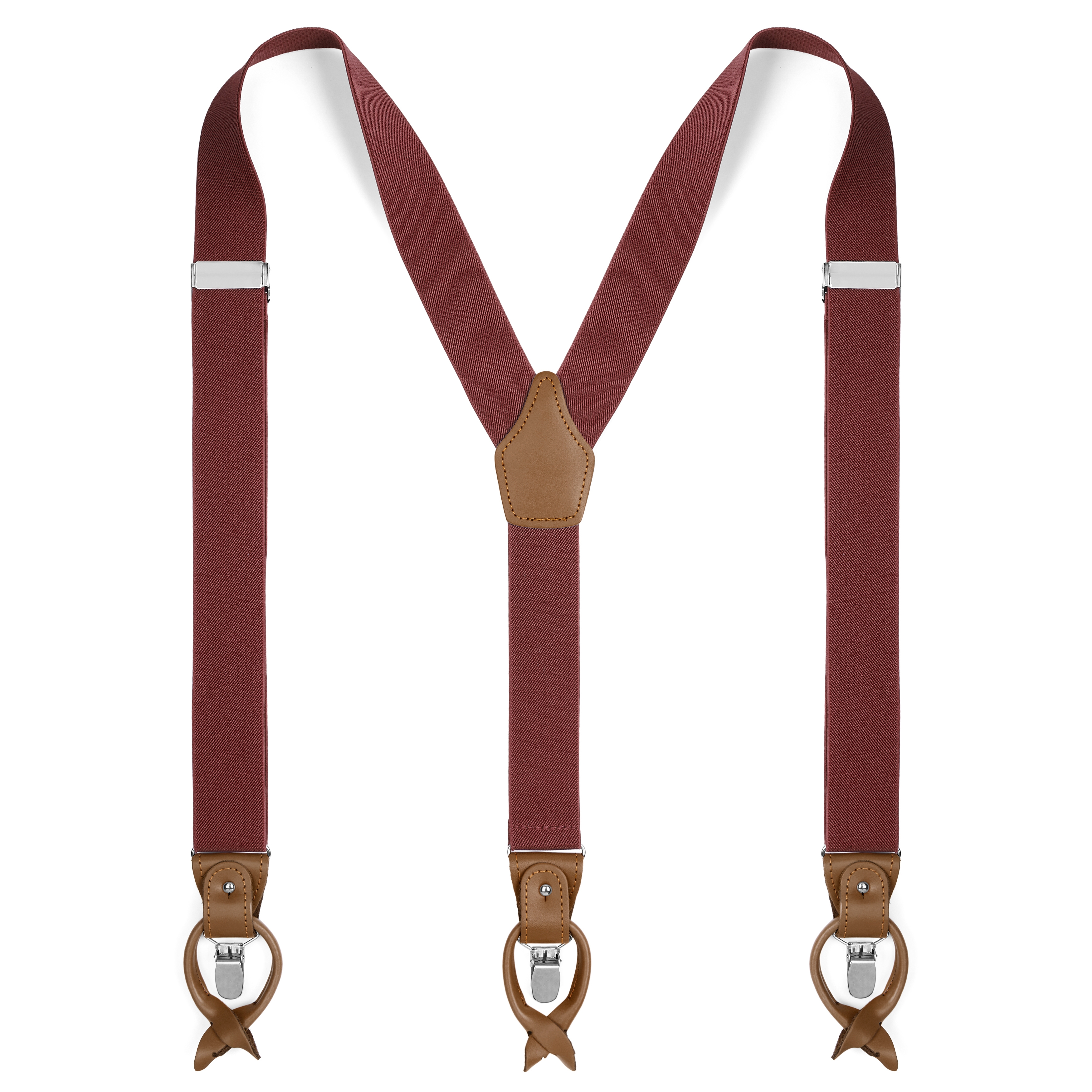 Slim Burgundy Split Button Suspenders, In stock!