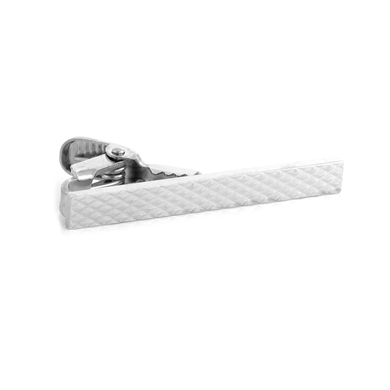 Short Checked Silver-Tone Tie Clip Short Checked Silver-Tone Tie Clip