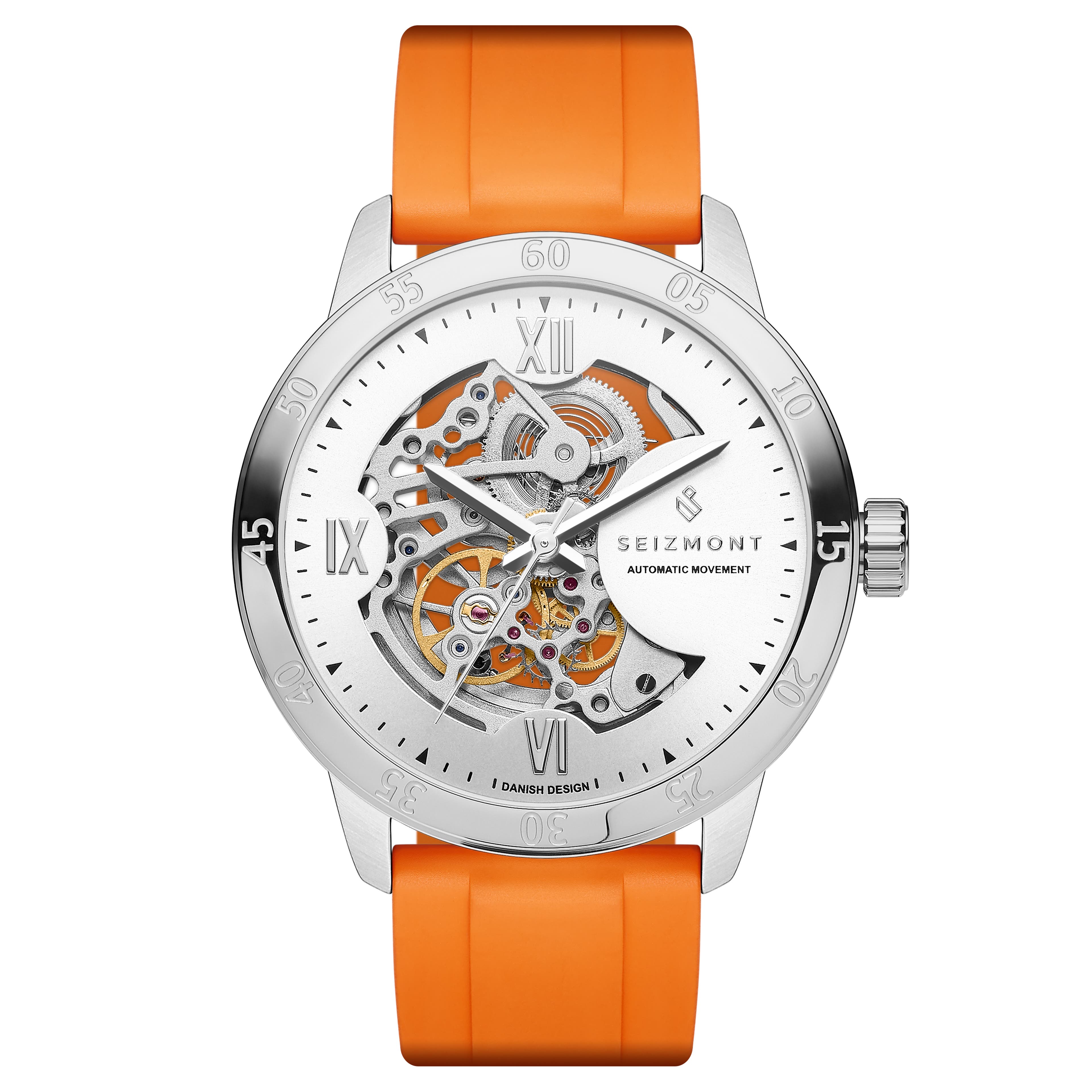 Dante II | Montre squelette orange avec bracelet en caoutchouc Dante II | Montre squelette orange avec bracelet en caoutchouc
