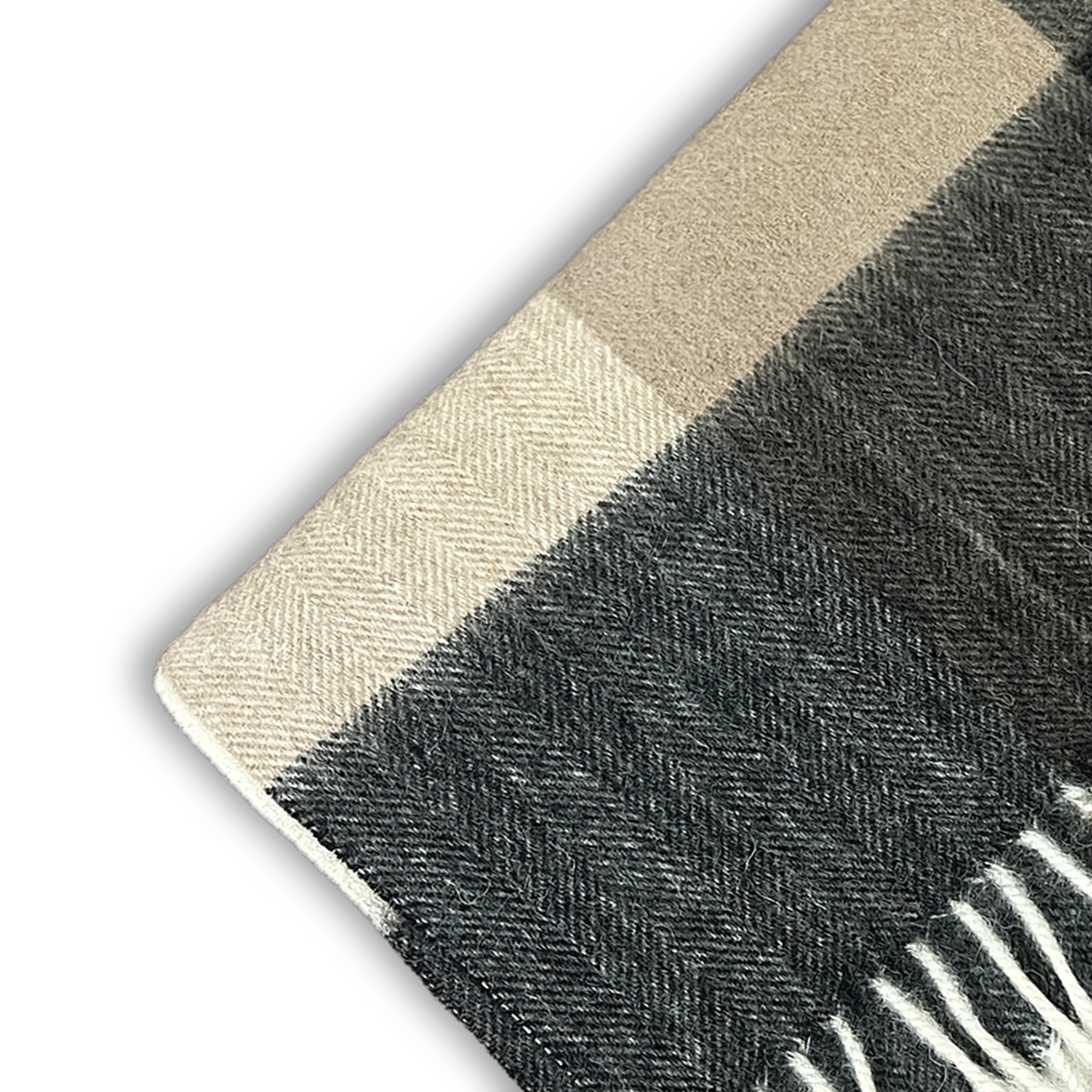 Aurora | Sand & Grå Ternet Uldtørklæde - 2