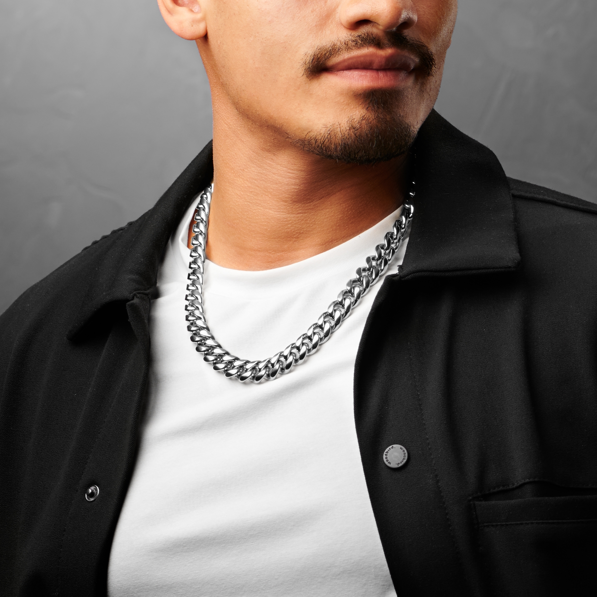 12 mm oceľový retiazkový náhrdelník v striebornej farbe - 3