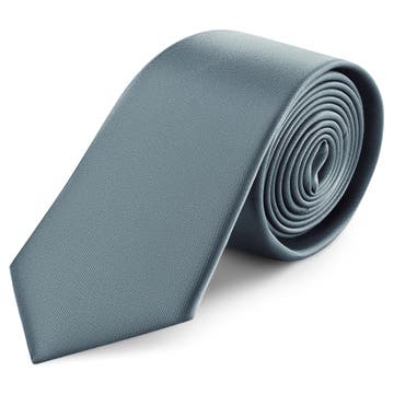 Cravată gri fumuriu satinată de 8 cm