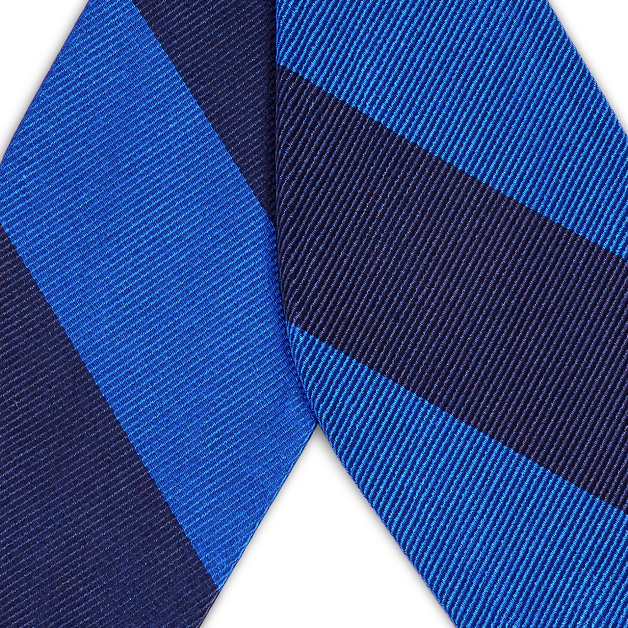 Royal Blue & Navy Stripe Silk Self-Tie Bow Tie - 2
