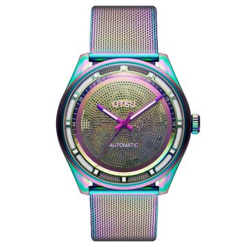 Calin | Priehľadné automatické skeletové hodinky v dúhovej farbe