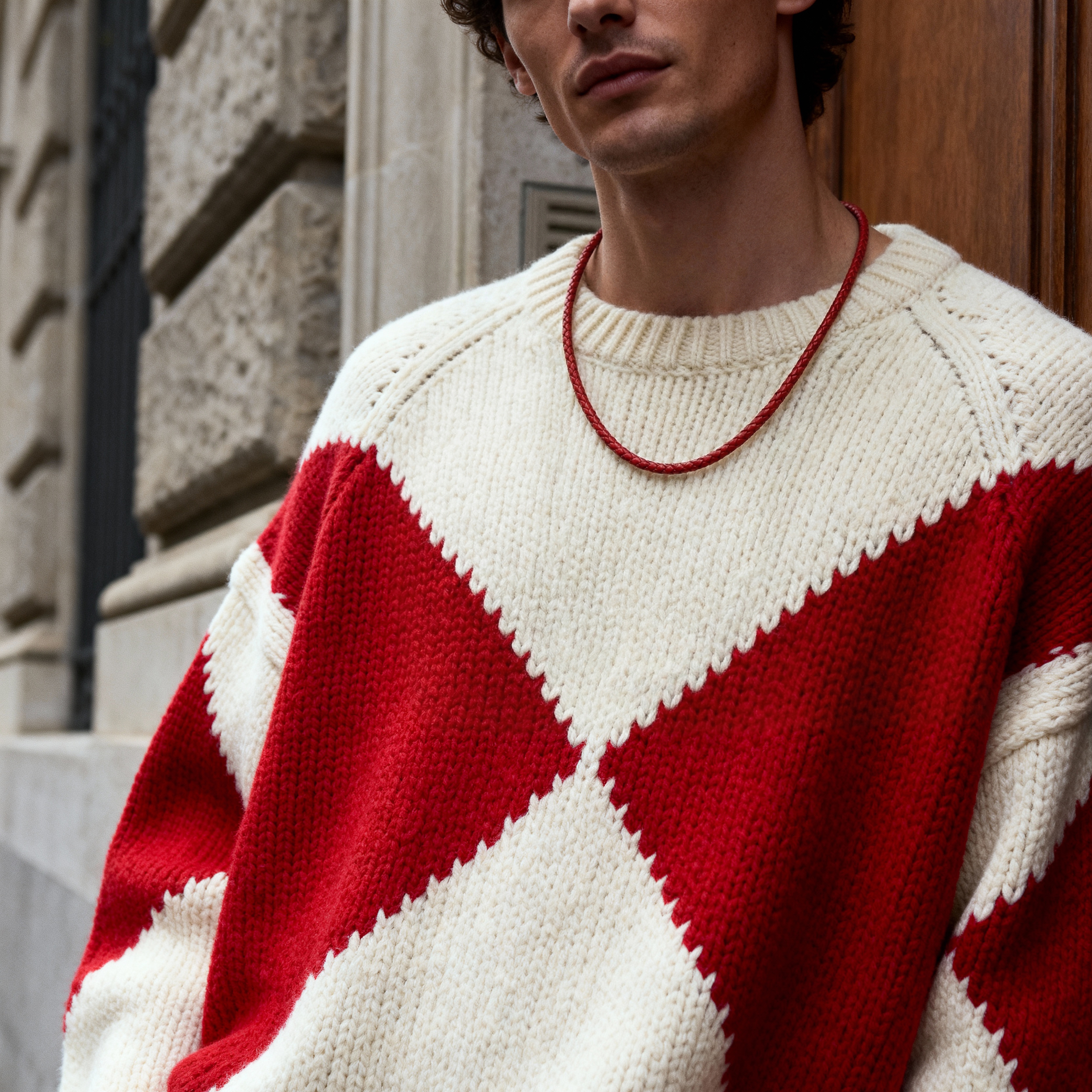 Tenvis | 5 mm Red Leather Necklace - 2