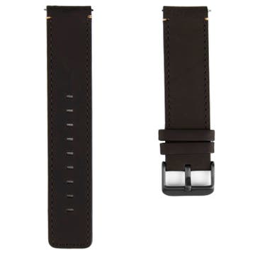 Black & Gunmetal Grey Watch Strap with Cream Stitches Black & Gunmetal Grey Watch Strap with Cream Stitches