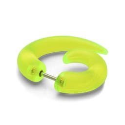 Satago | Neon Green Acrylic & Stainless Steel Faux Spiral Gauge Stud Earring