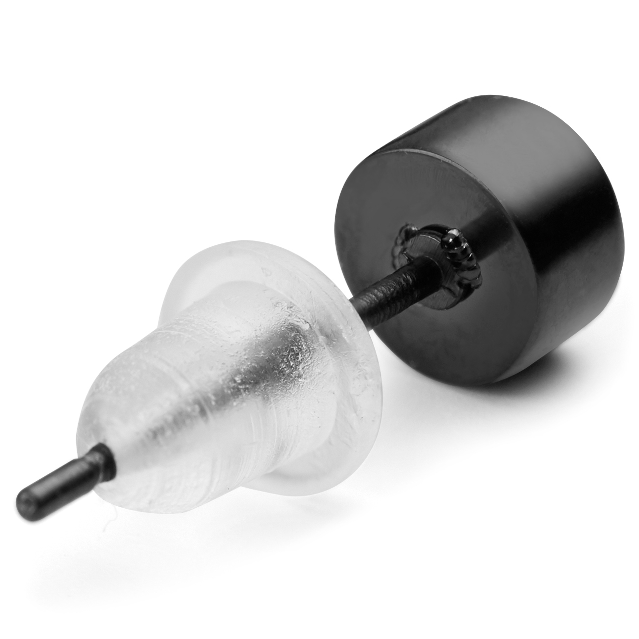 Kerek fekete bedugós fülbevaló - 2