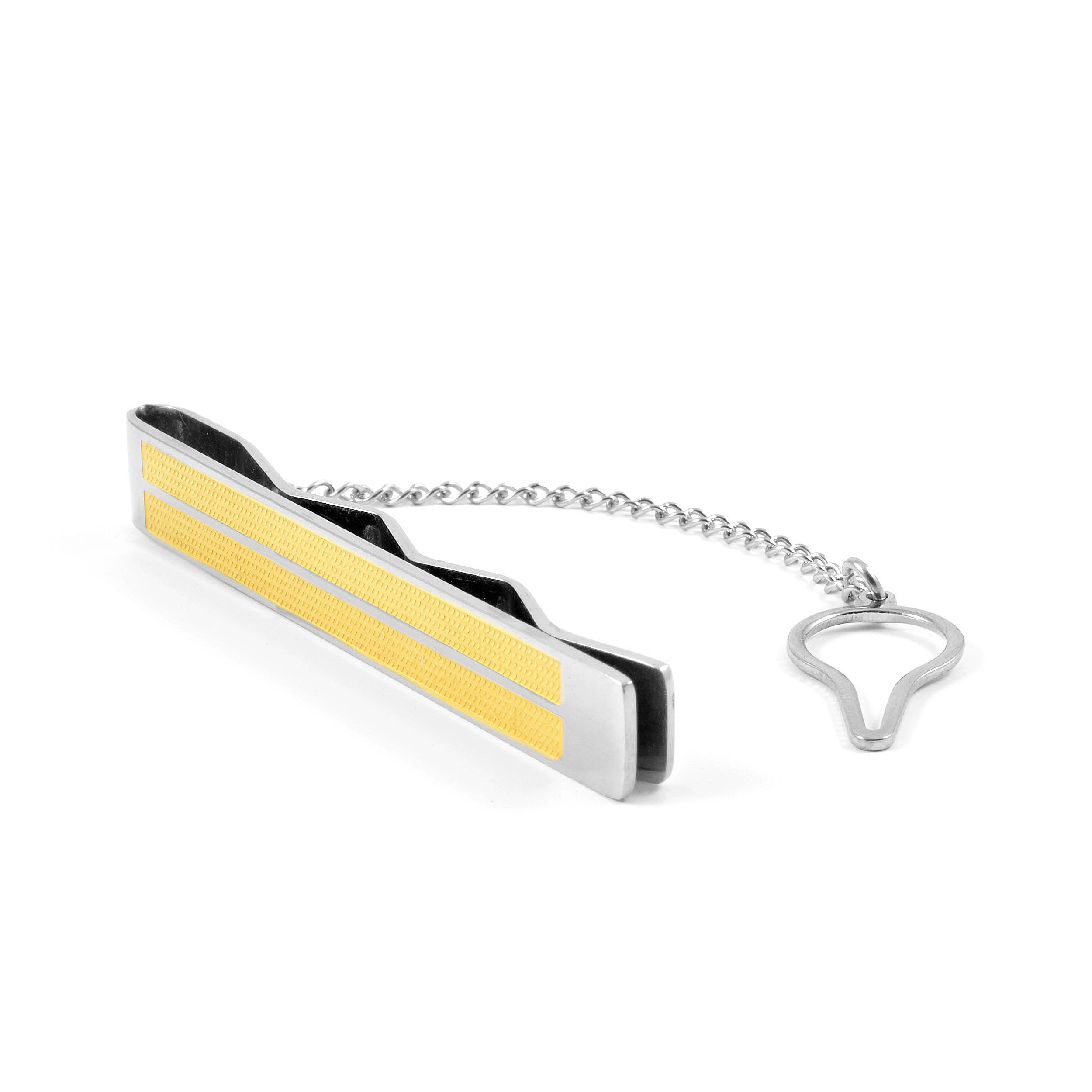 Guld Mønstret Slipsenål Med Kæde - 3