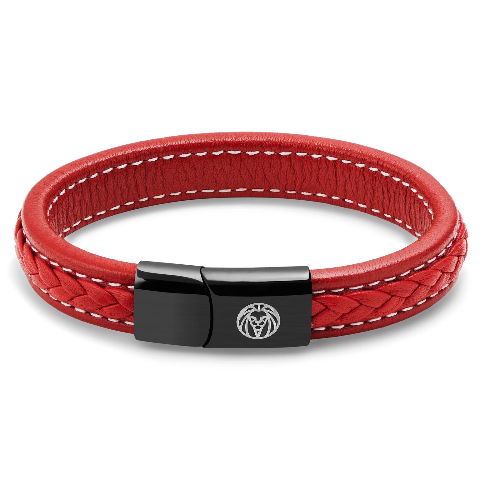 Rode Retro Leren Armband Rode Retro Leren Armband