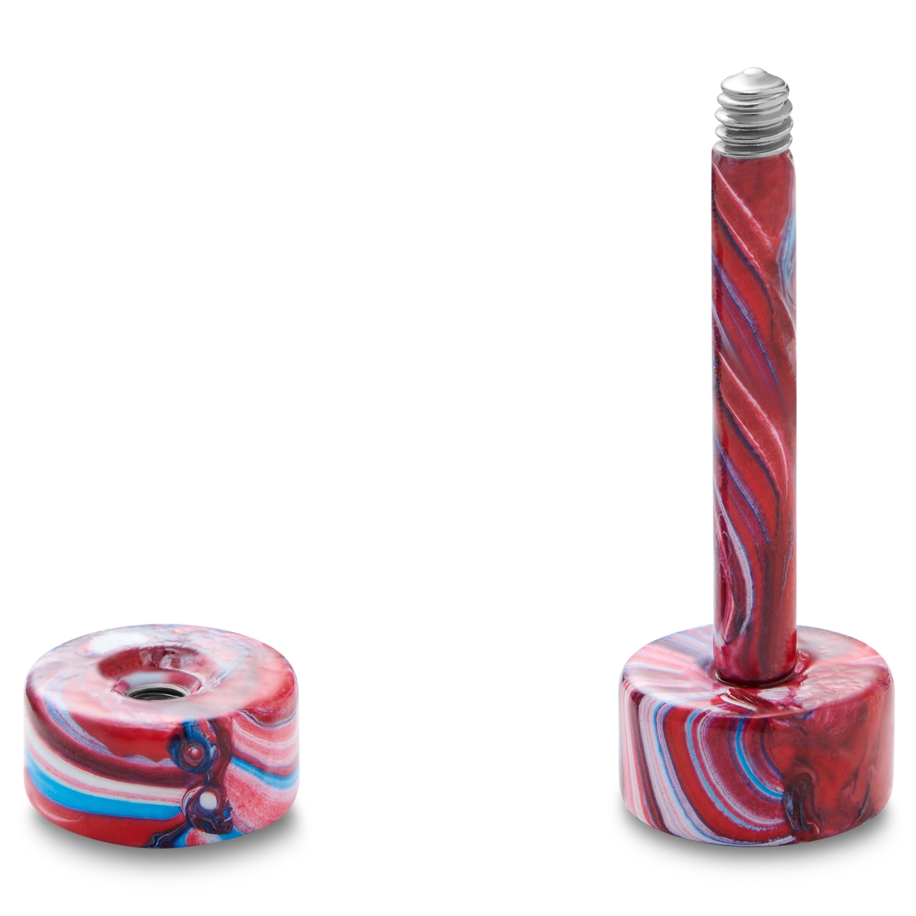 Satago | 4 mm Multicoloured Stainless Steel Faux Plug Stud Earring - 2