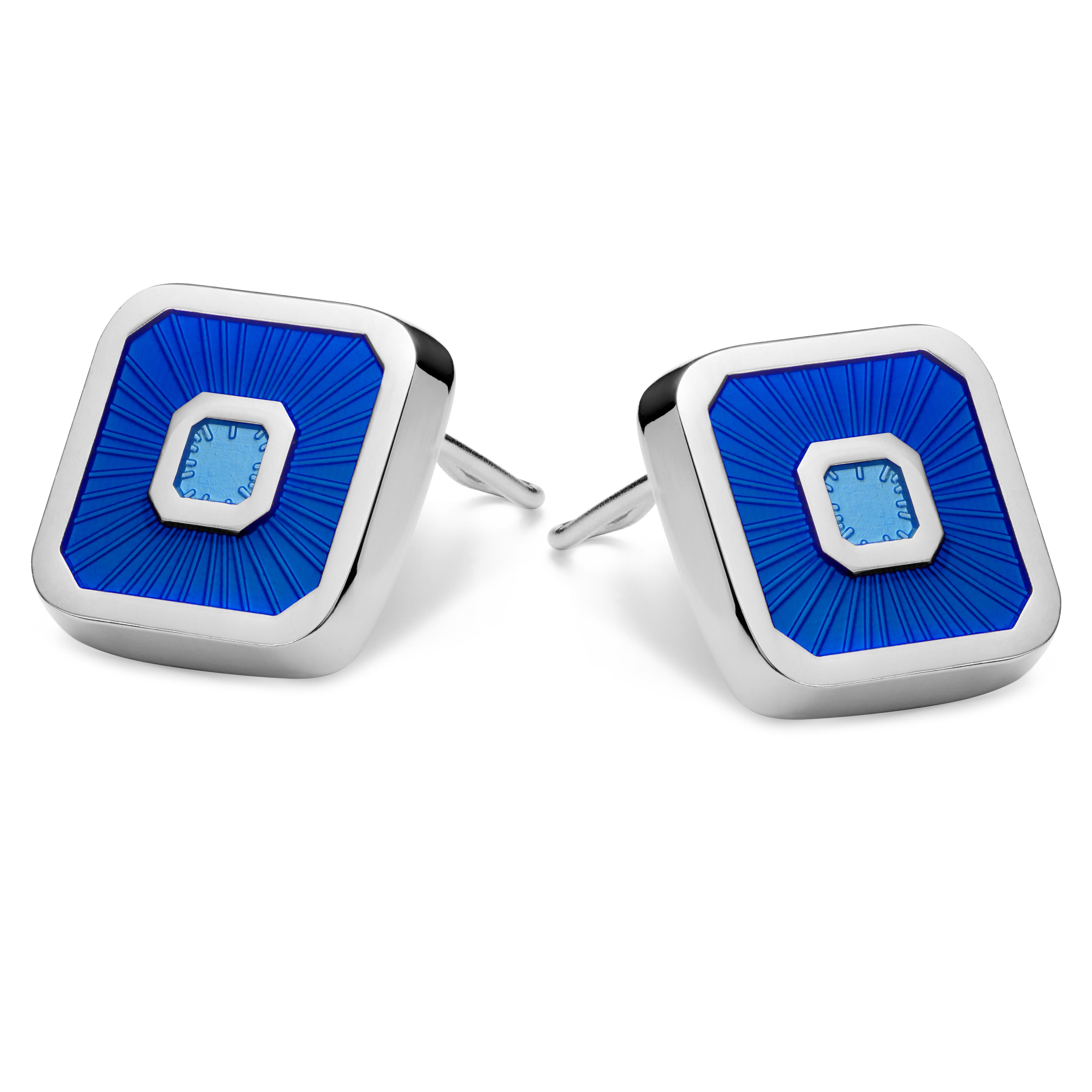 Square Neo Blue Enamel & Copper Button Covers