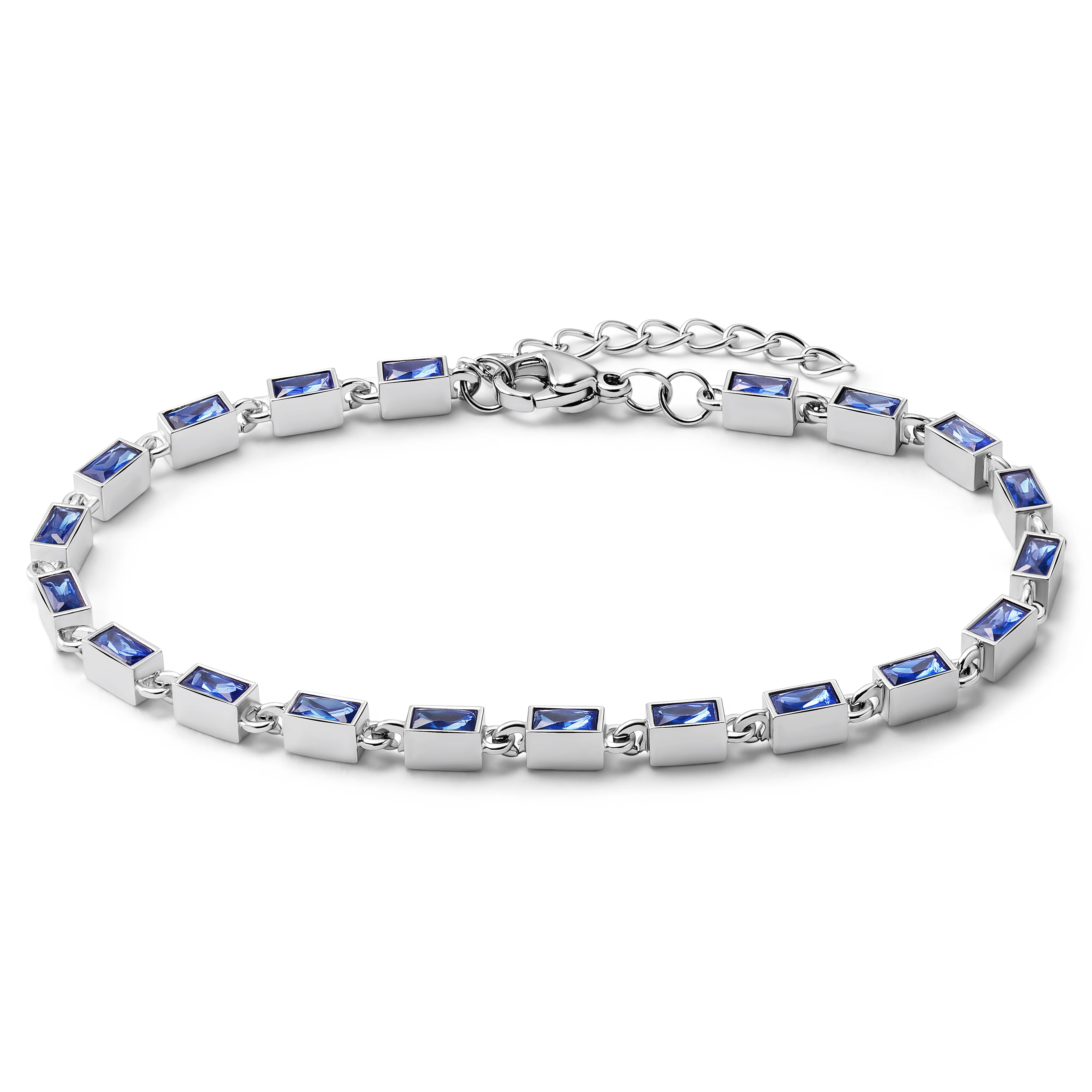 Facet | Bracelet argenté avec pierres en cristal bleu saphir Facet | Bracelet argenté avec pierres en cristal bleu saphir