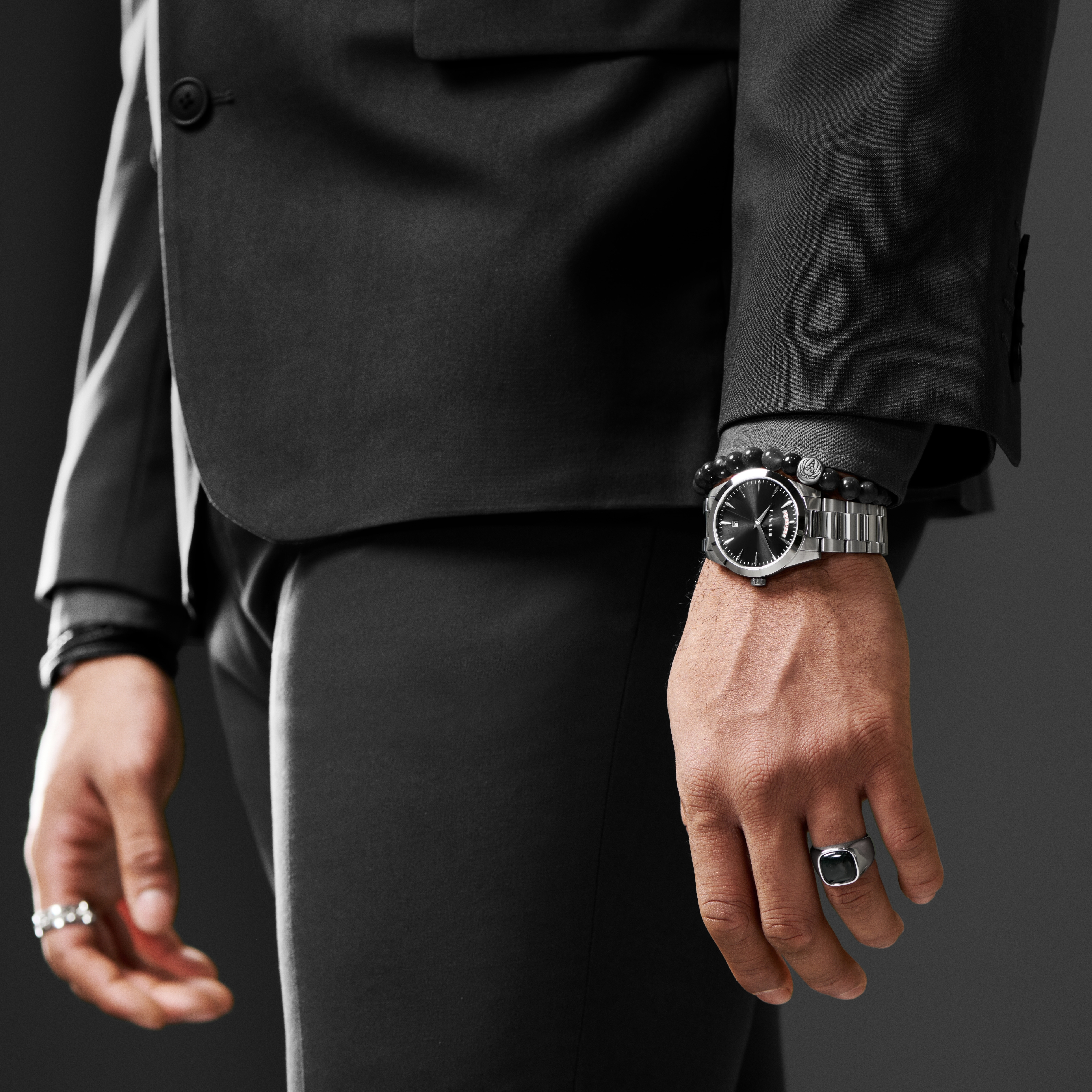 Eric | Zwart en Zilverkleurig Roestvrijstalen Horloge met Dag en Datum - 3