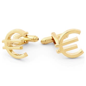 Gold-Tone Euro Sign Cufflinks