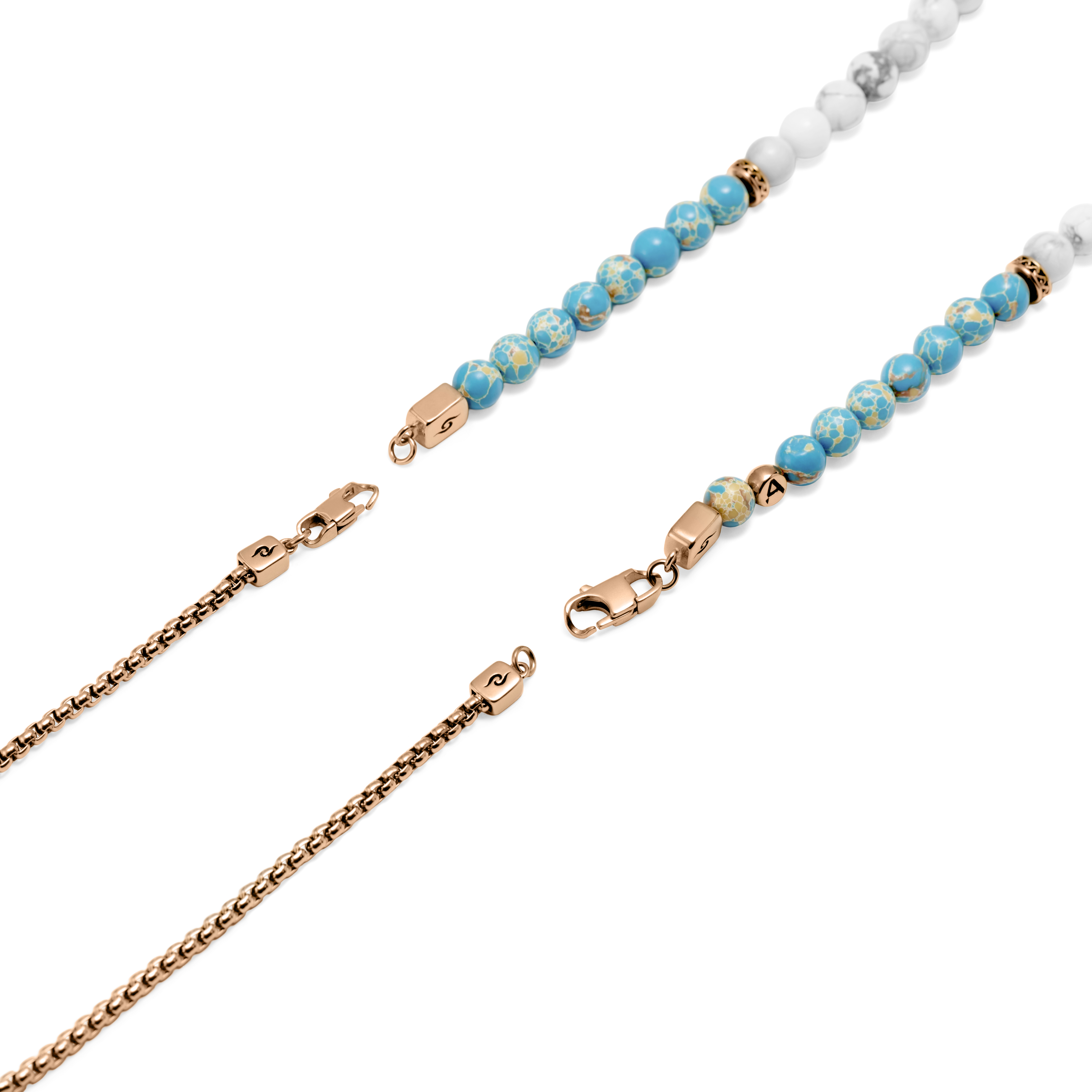 Conjunto de collares de jaspe imperial y turquesa blanca Rico - 9