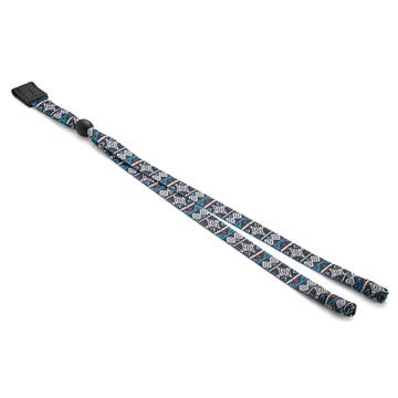 Cordon large pour lunettes de soleil à motif tribal bleu foncé et cuir Cordon large pour lunettes de soleil à motif tribal bleu foncé et cuir