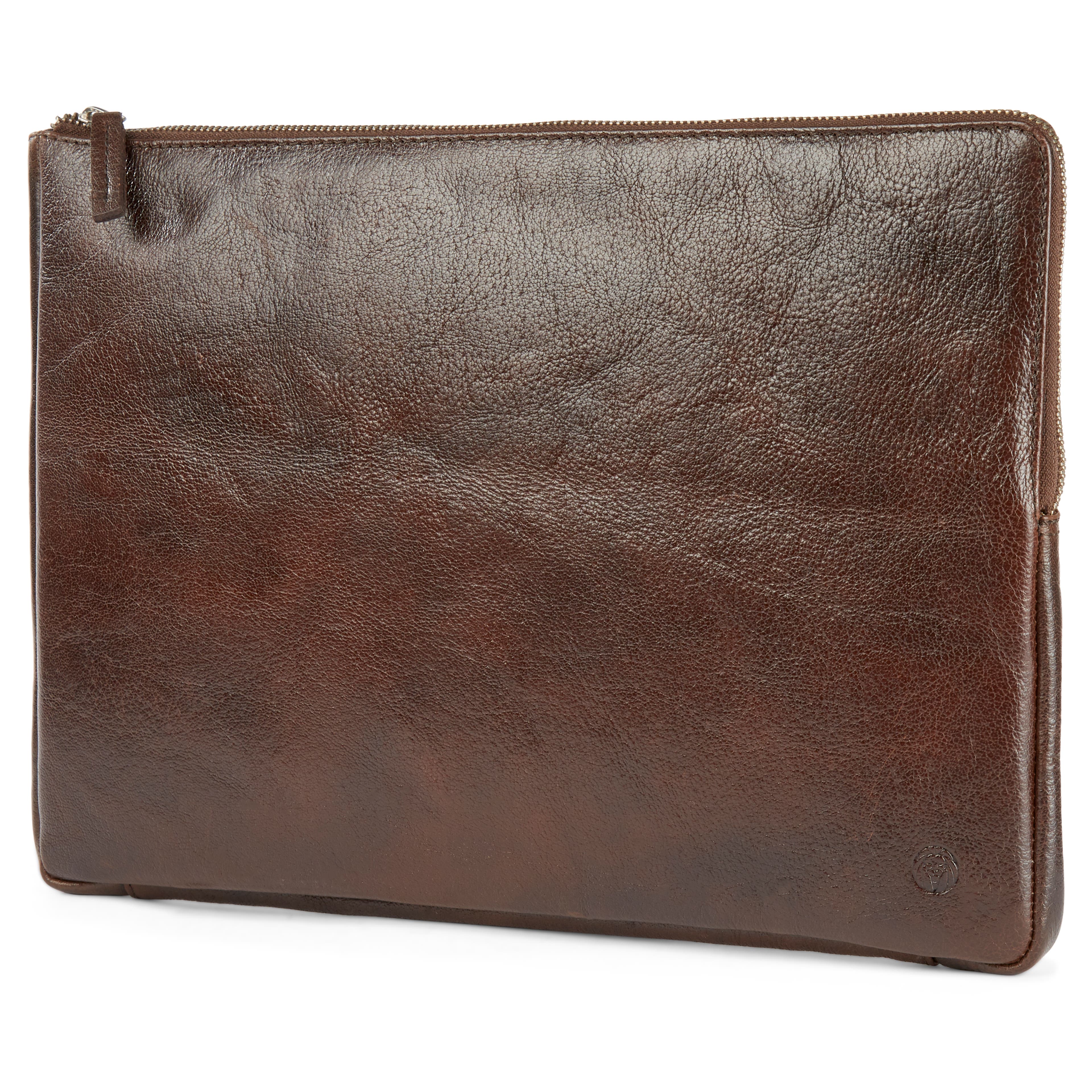 California | Small Dark Brown Leather Laptop Sleeve