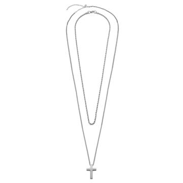 Set de 2 colliers assortis : chaîne fine torsadée et collier à croix "Le Fils" 