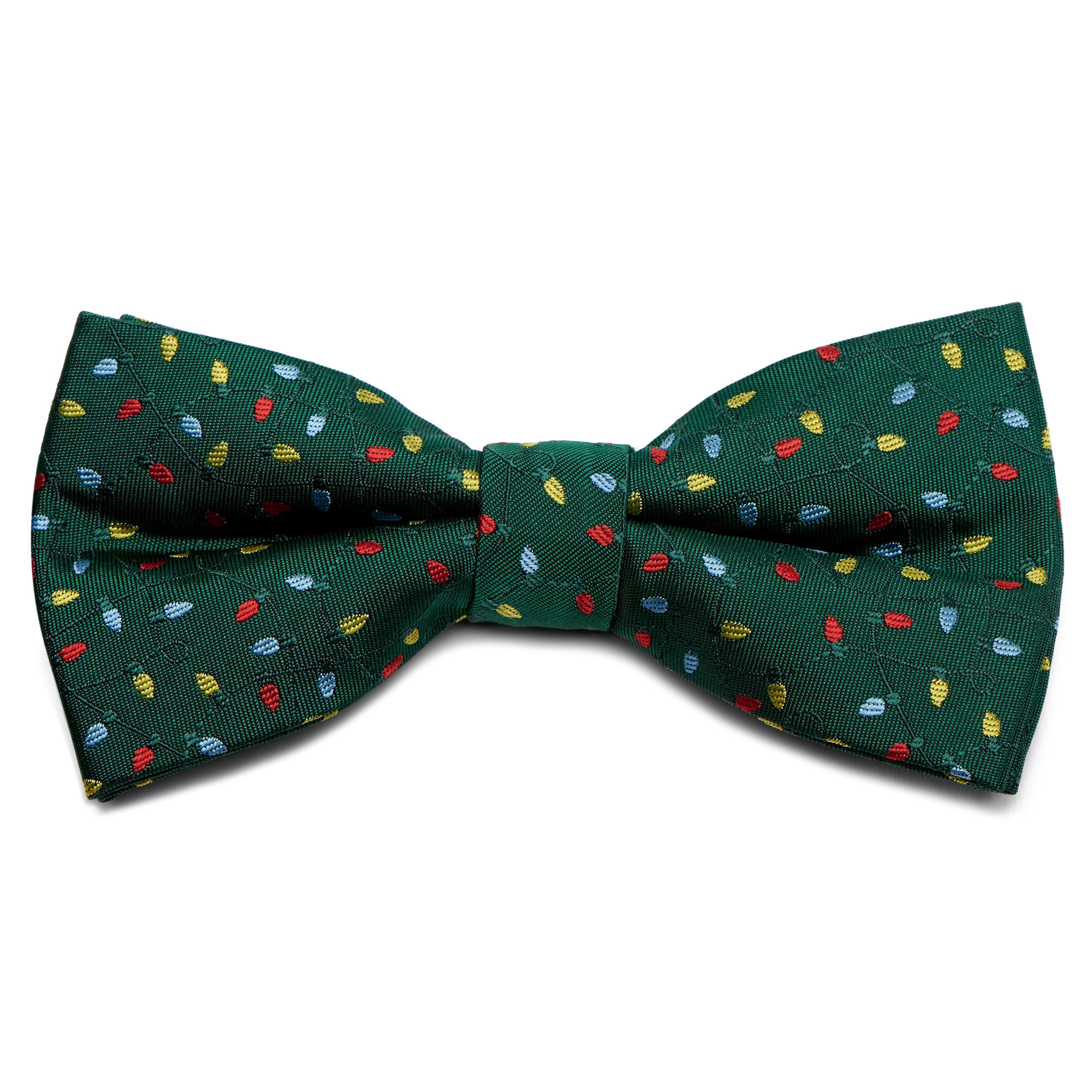Forest Green Christmas Lights Pre-Tied Bow Tie