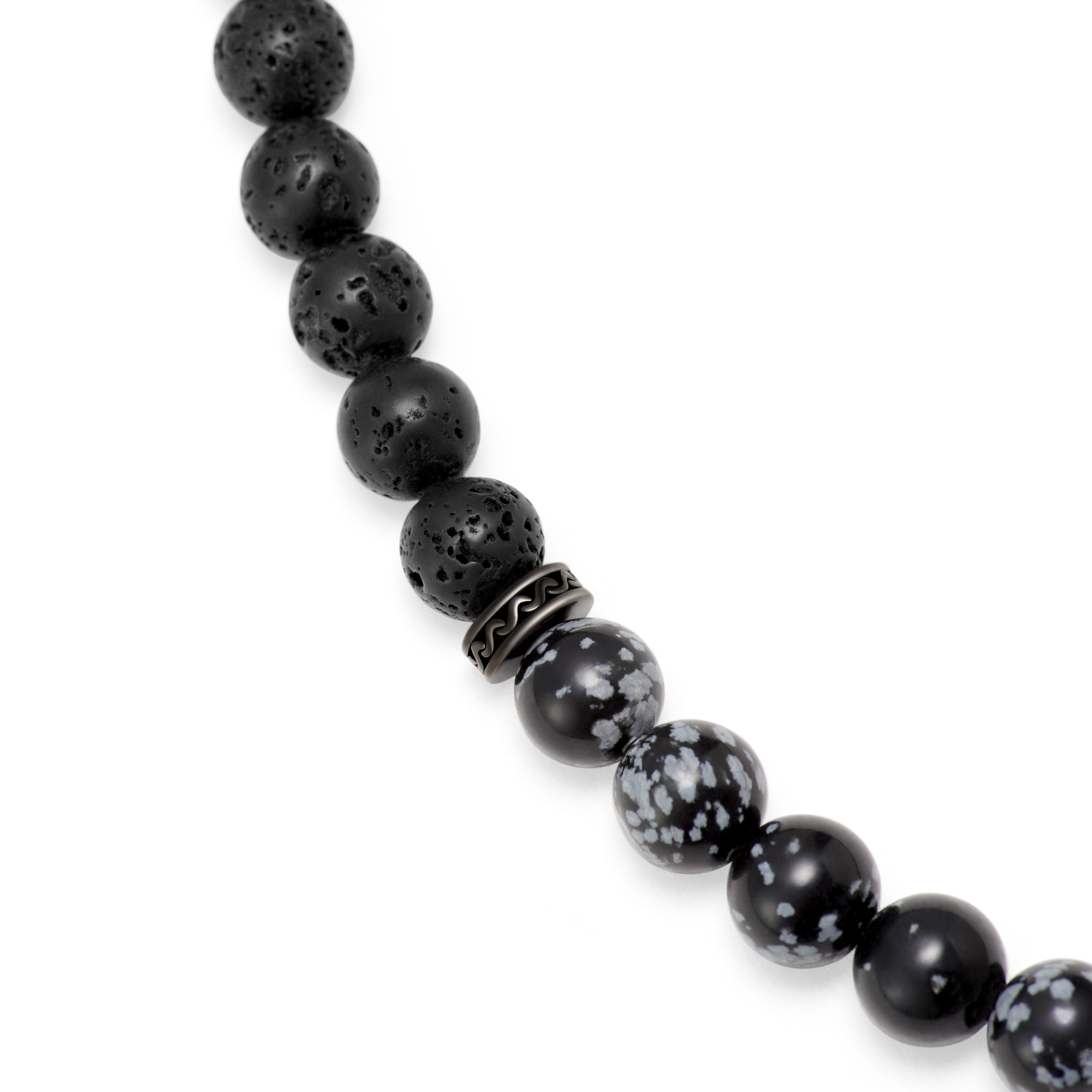 Rico Lava Rock & Snowflake Obsidian Halskæde Sæt - 8