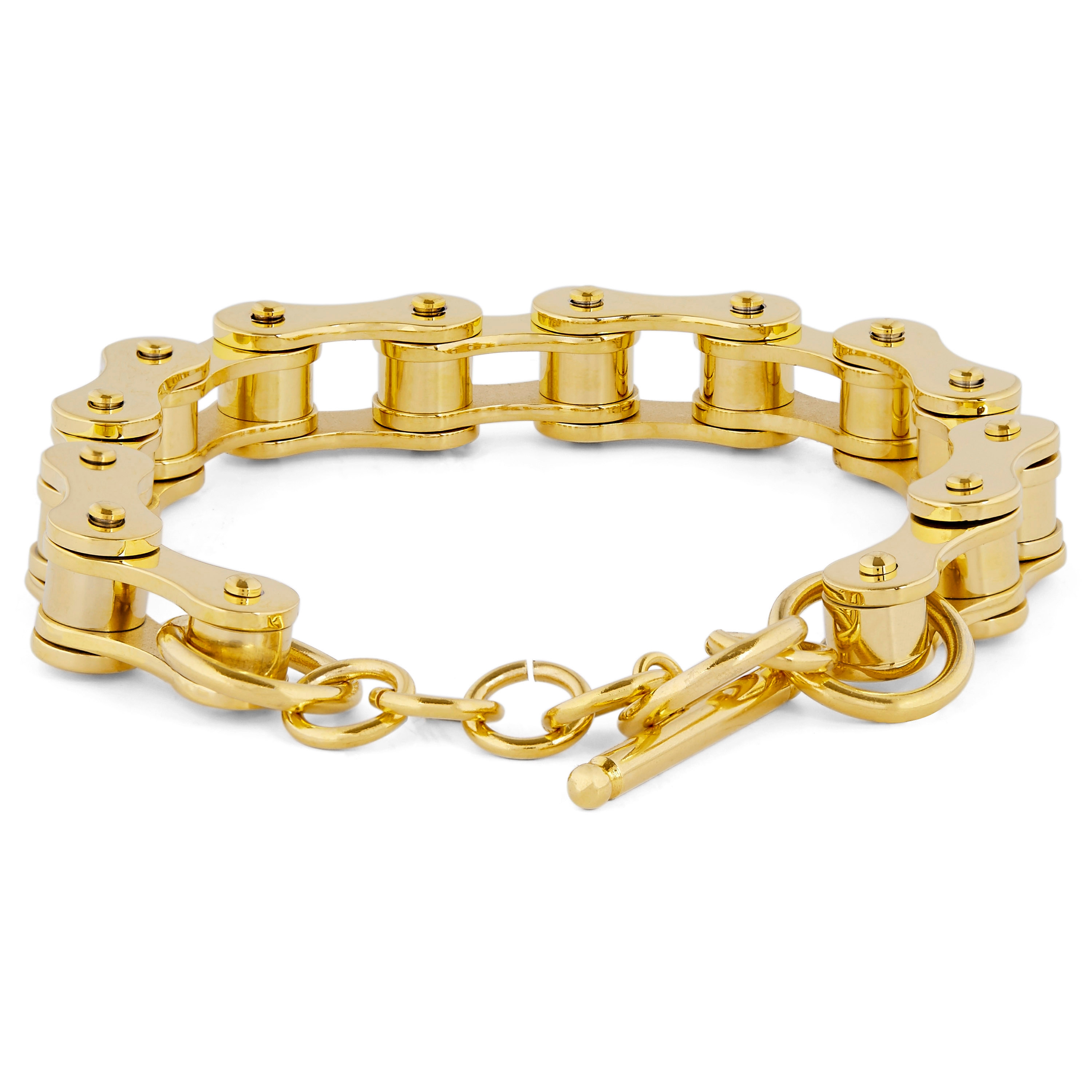 Goudgekleurde Stalen Fietsketting Armband - 2