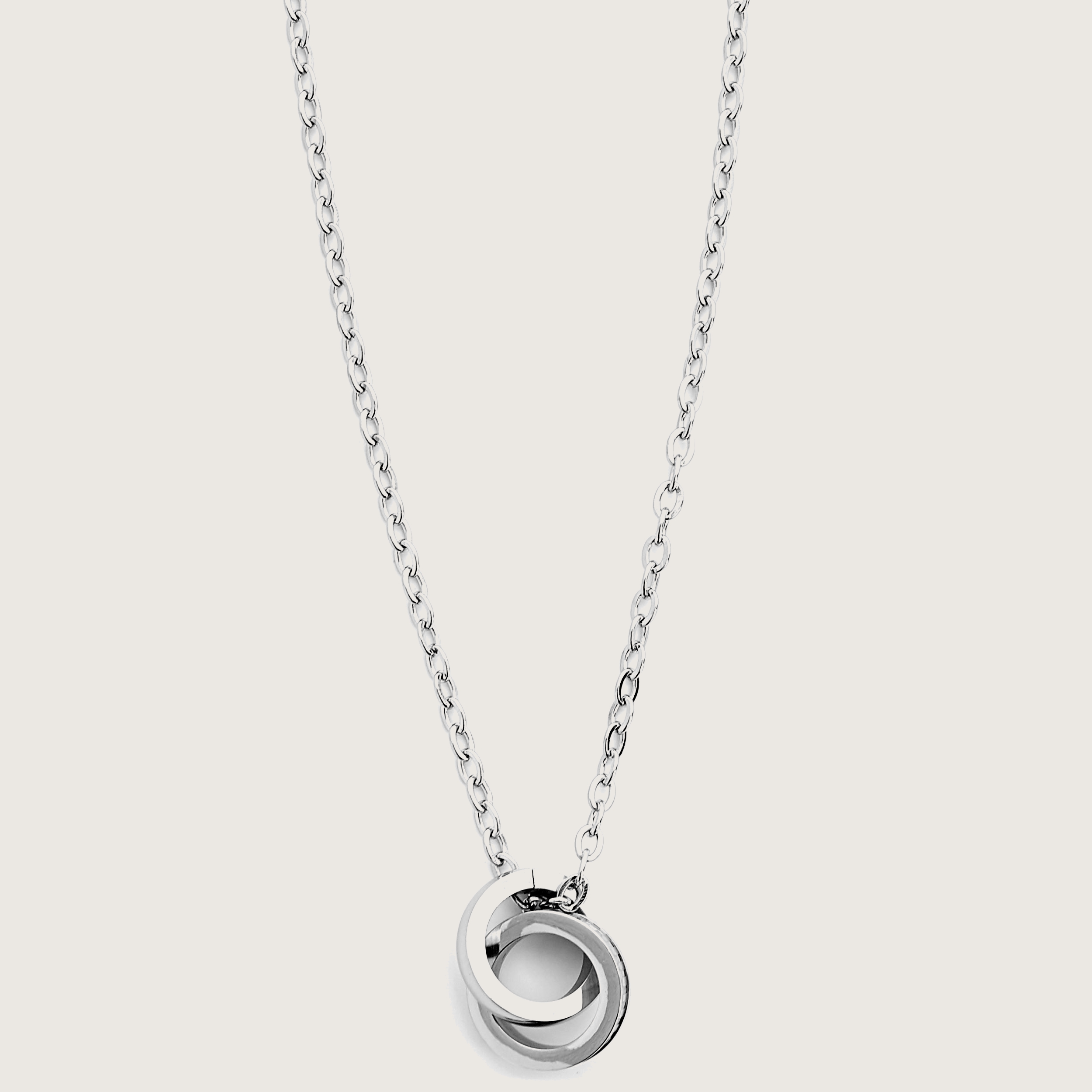 Collier anneaux entrelacés acier et ronds en maille doré-rose | Laval