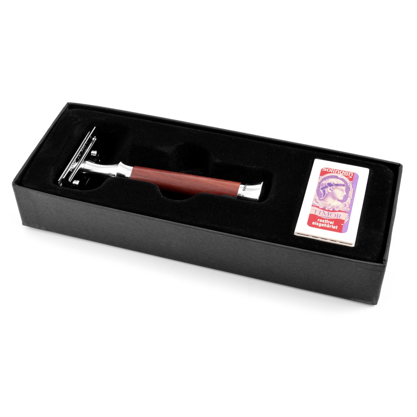 Aparat de ras cu protecție DE din lemn de Padouk - 5