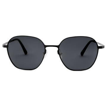Czarne, polaryzacyjne, sześciokątne okulary przeciwsłoneczne z tytanu
