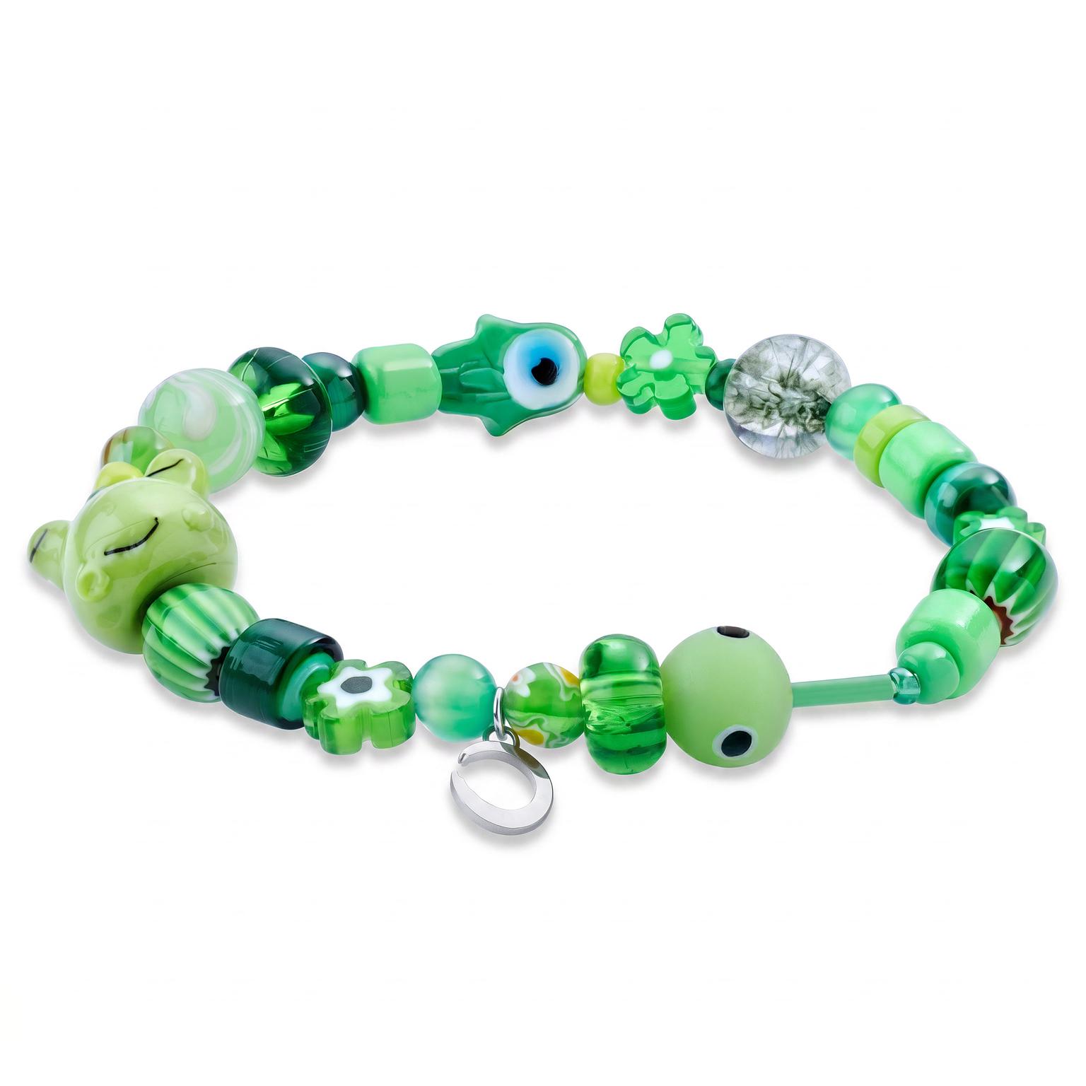 Pearlmania | Garden Party Green Glass Bead Bracelet Pearlmania | Garden Party Green Glass Bead Bracelet